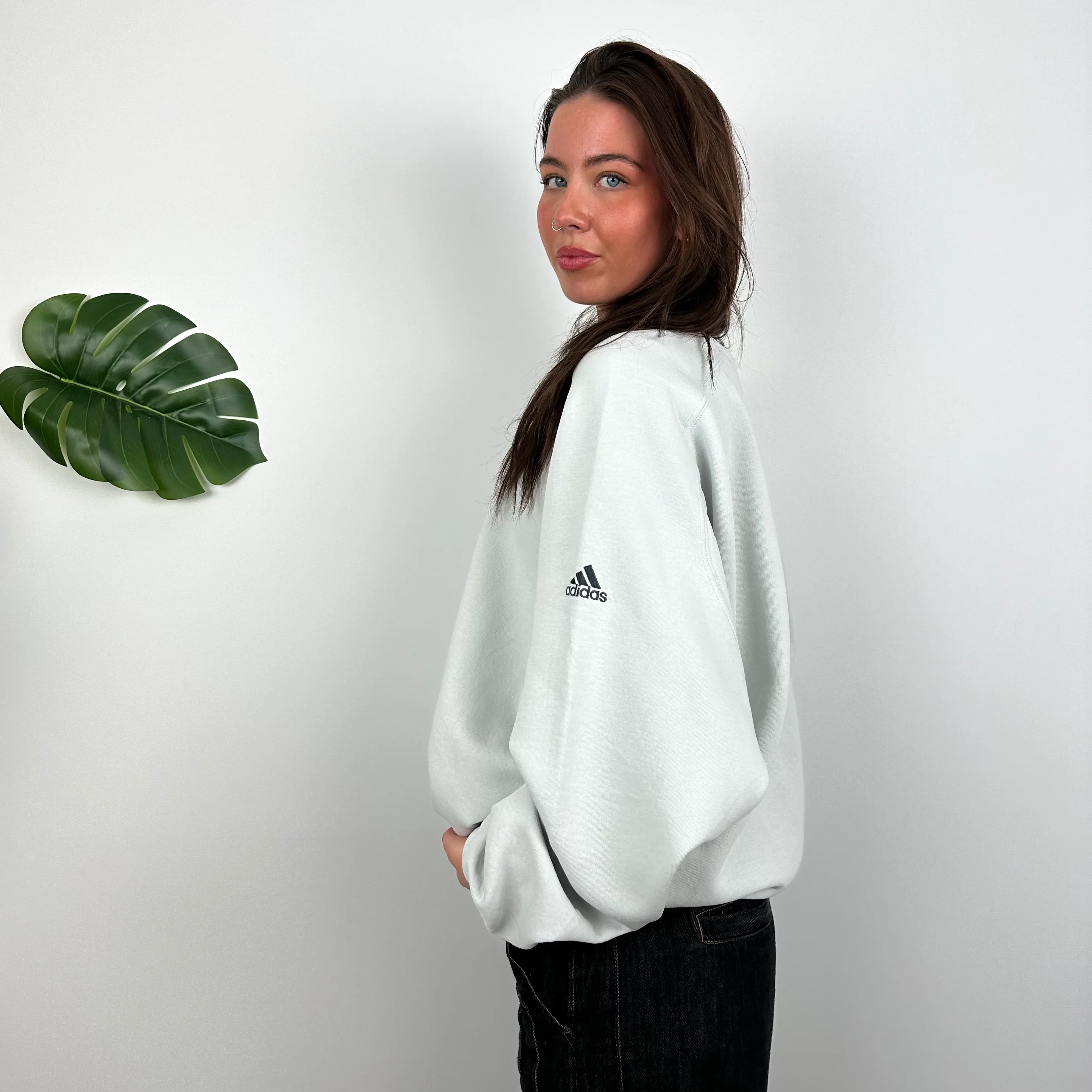 Adidas Grey Embroidered Spell Out Sweatshirt (XL) - Image 8