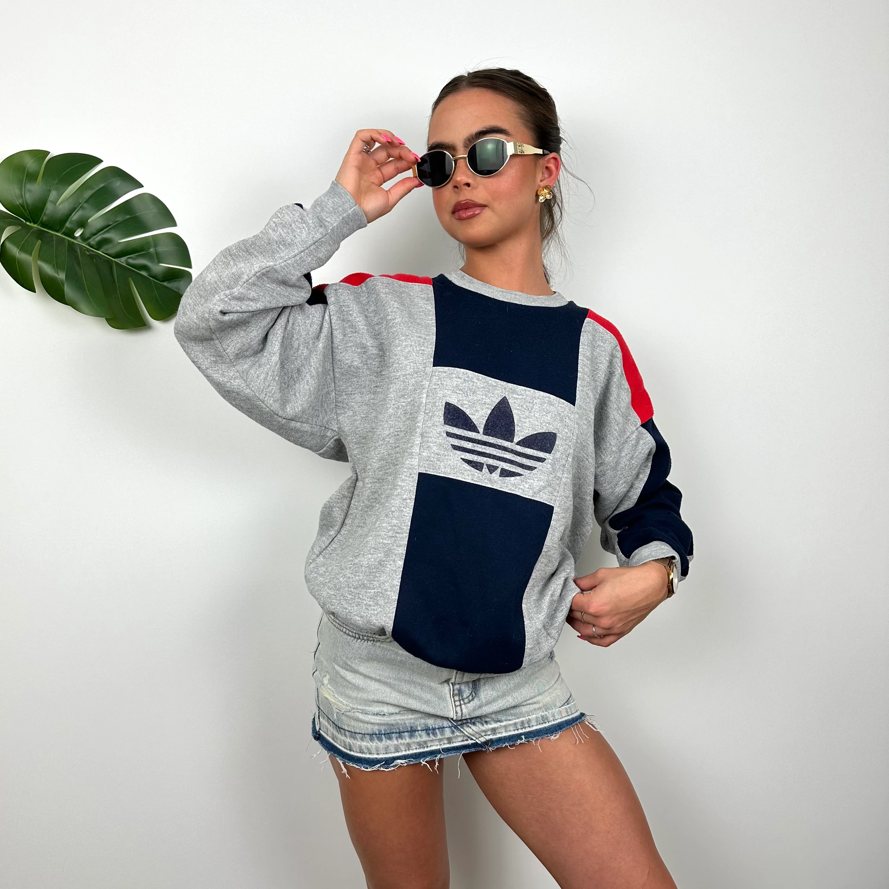 Adidas Grey Embroidered Spell Out Sweatshirt (M) - Image 2