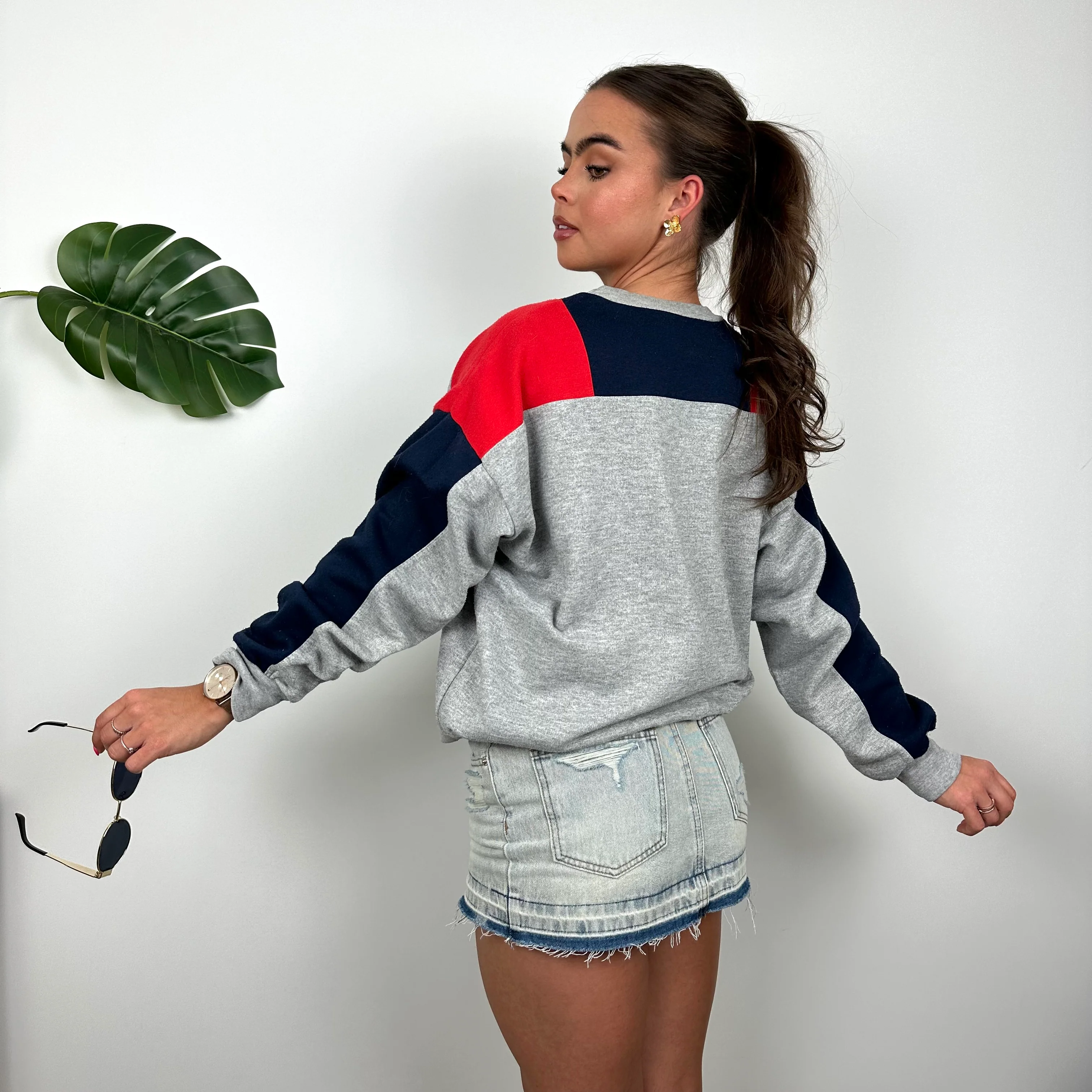 Adidas Grey Embroidered Spell Out Sweatshirt (M) - Image 4
