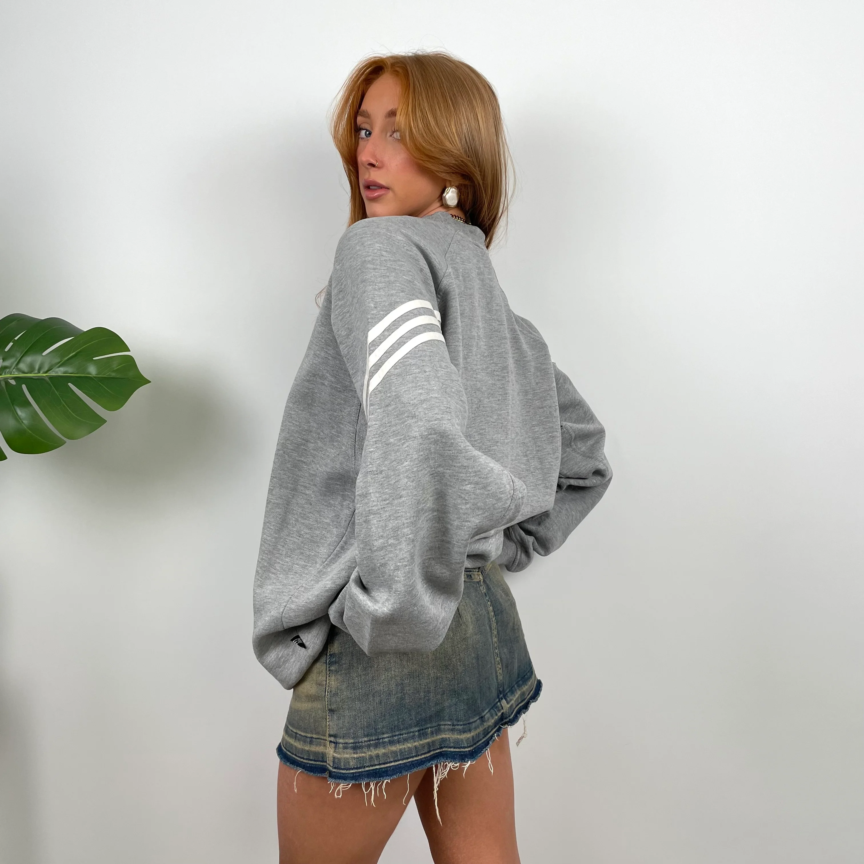 Adidas Grey Embroidered Spell Out Sweatshirt (L) - Image 5