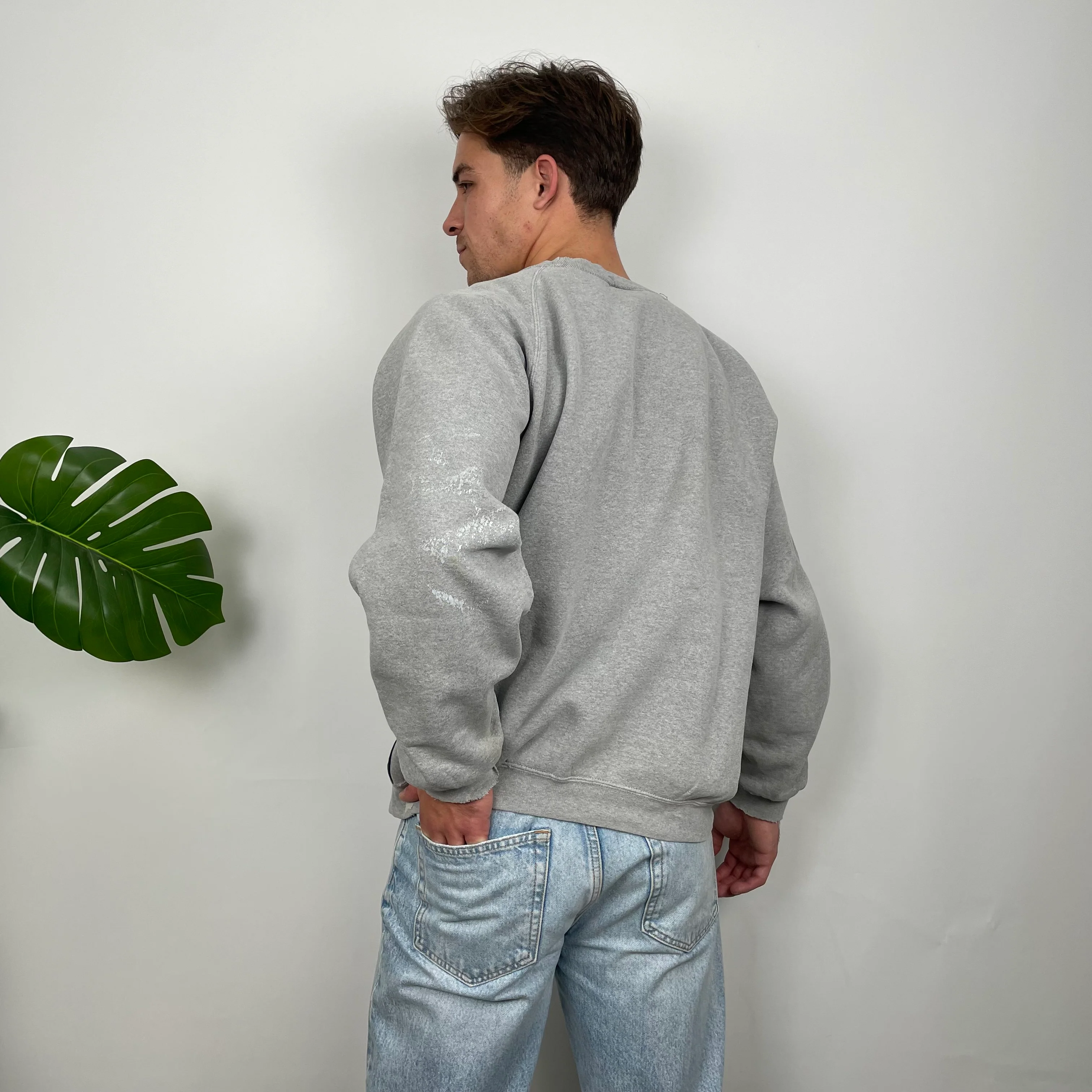 Adidas Grey Embroidered Spell Out Sweatshirt (M) - Image 8
