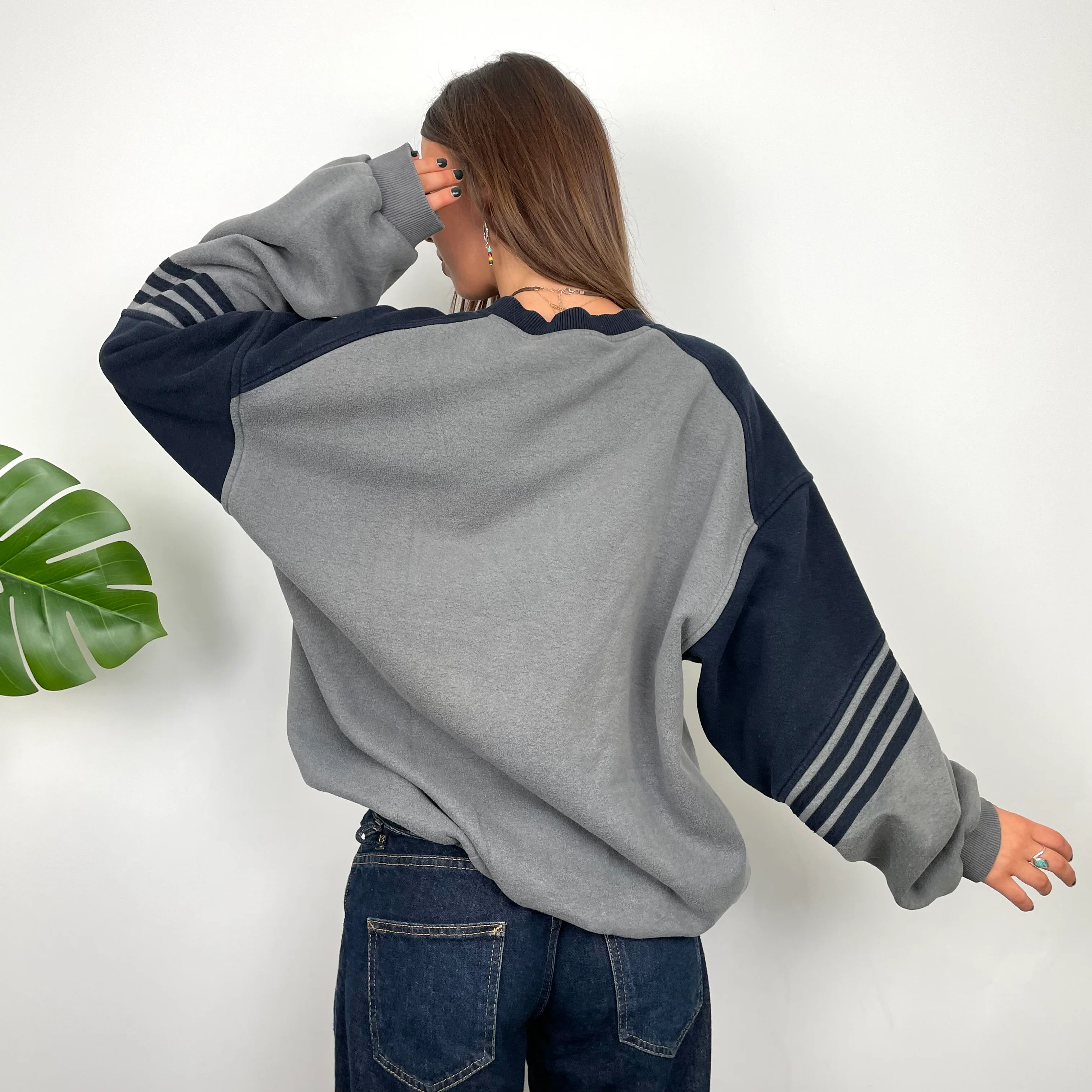 Adidas Grey Embroidered Spell Out Sweatshirt (L) - Image 6