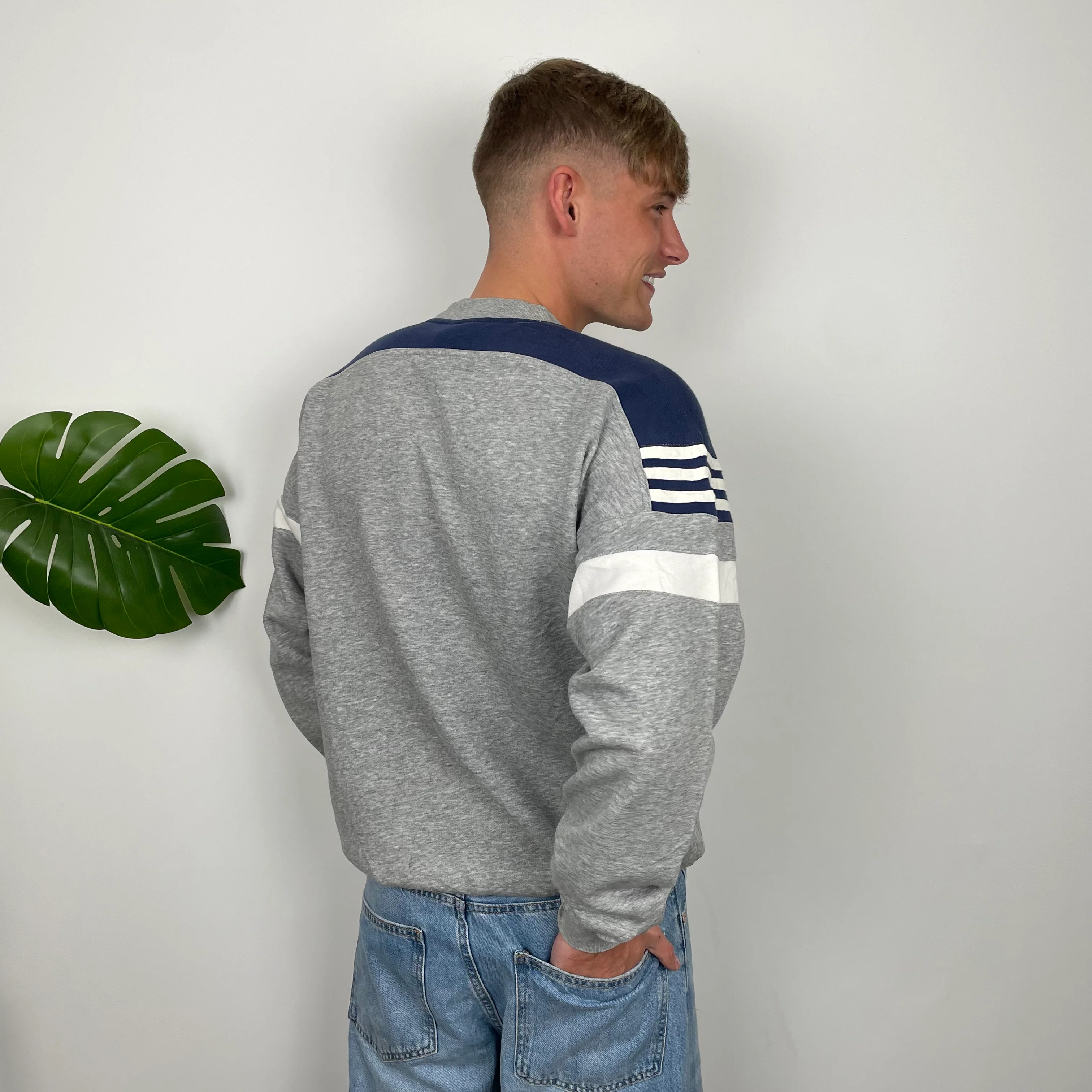 Adidas Grey Embroidered Spell Out Sweatshirt (L) - Image 5