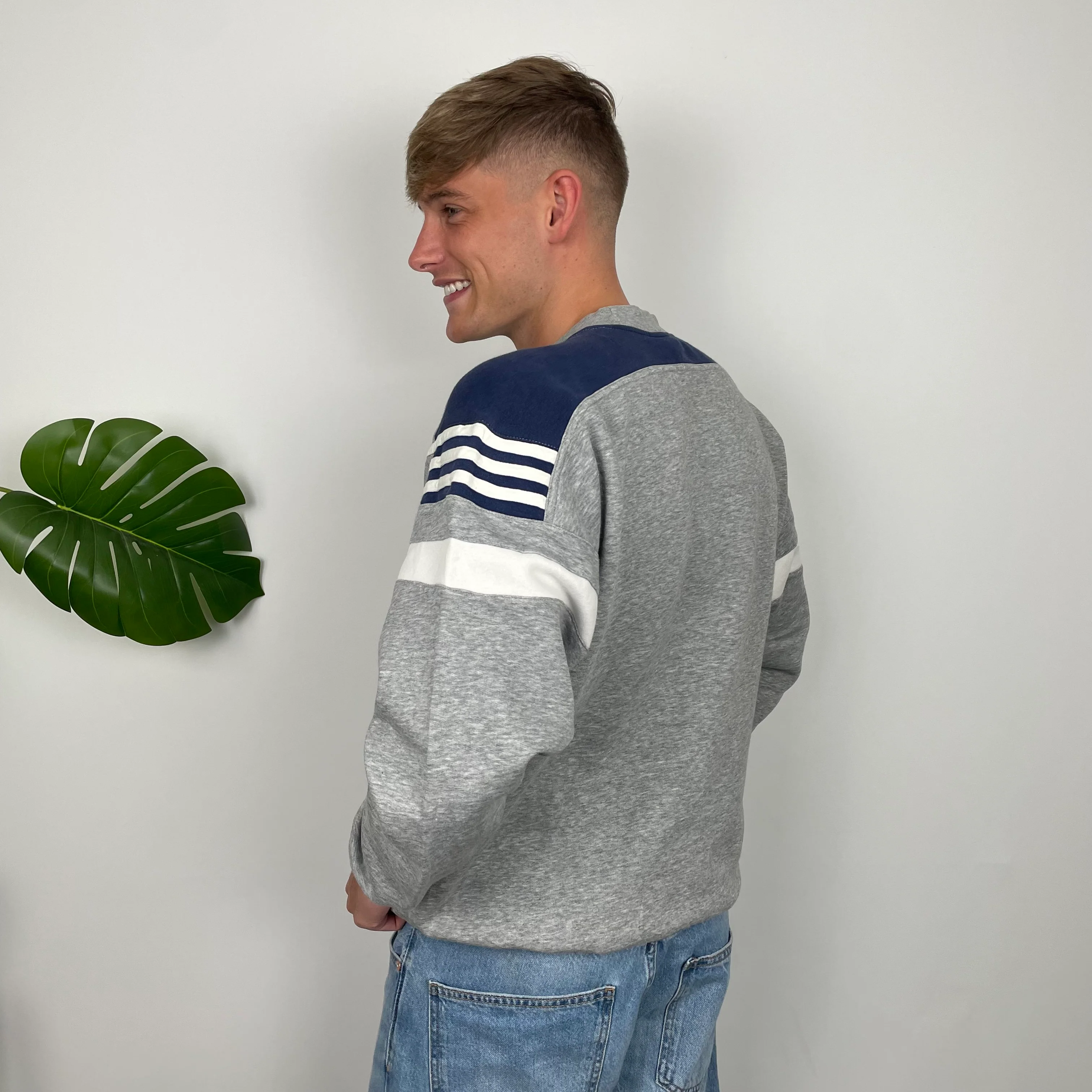 Adidas Grey Embroidered Spell Out Sweatshirt (L) - Image 6