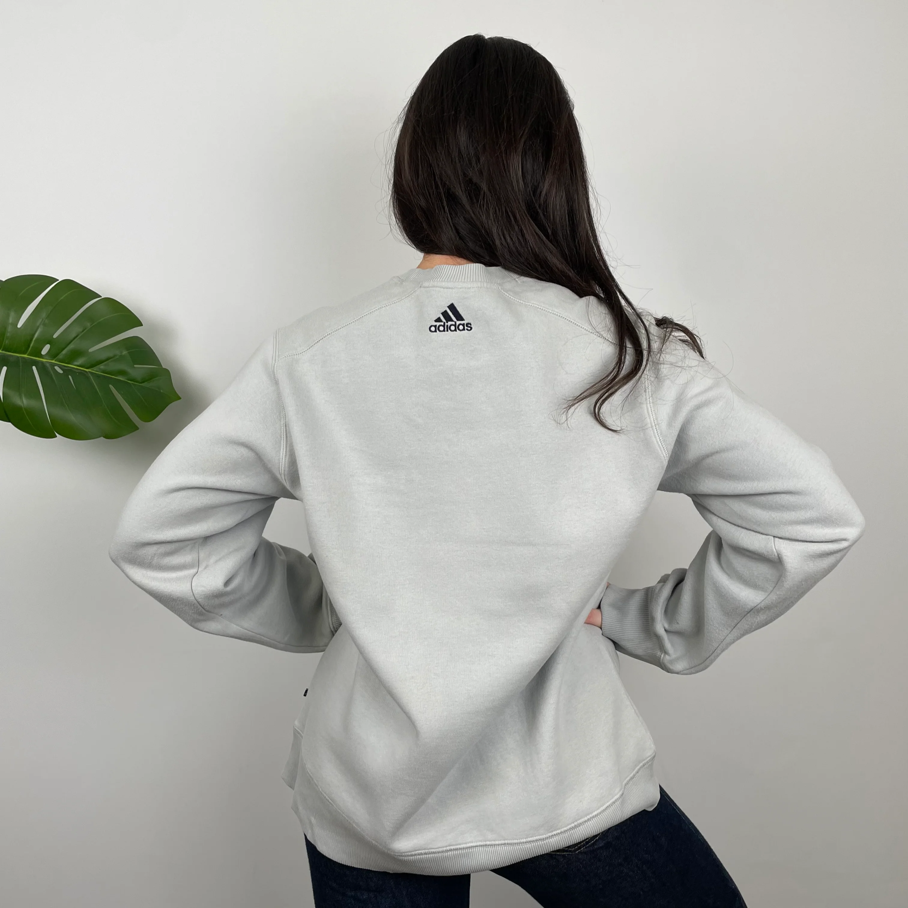 Adidas Grey Embroidered Spell Out Sweatshirt (L) - Image 7