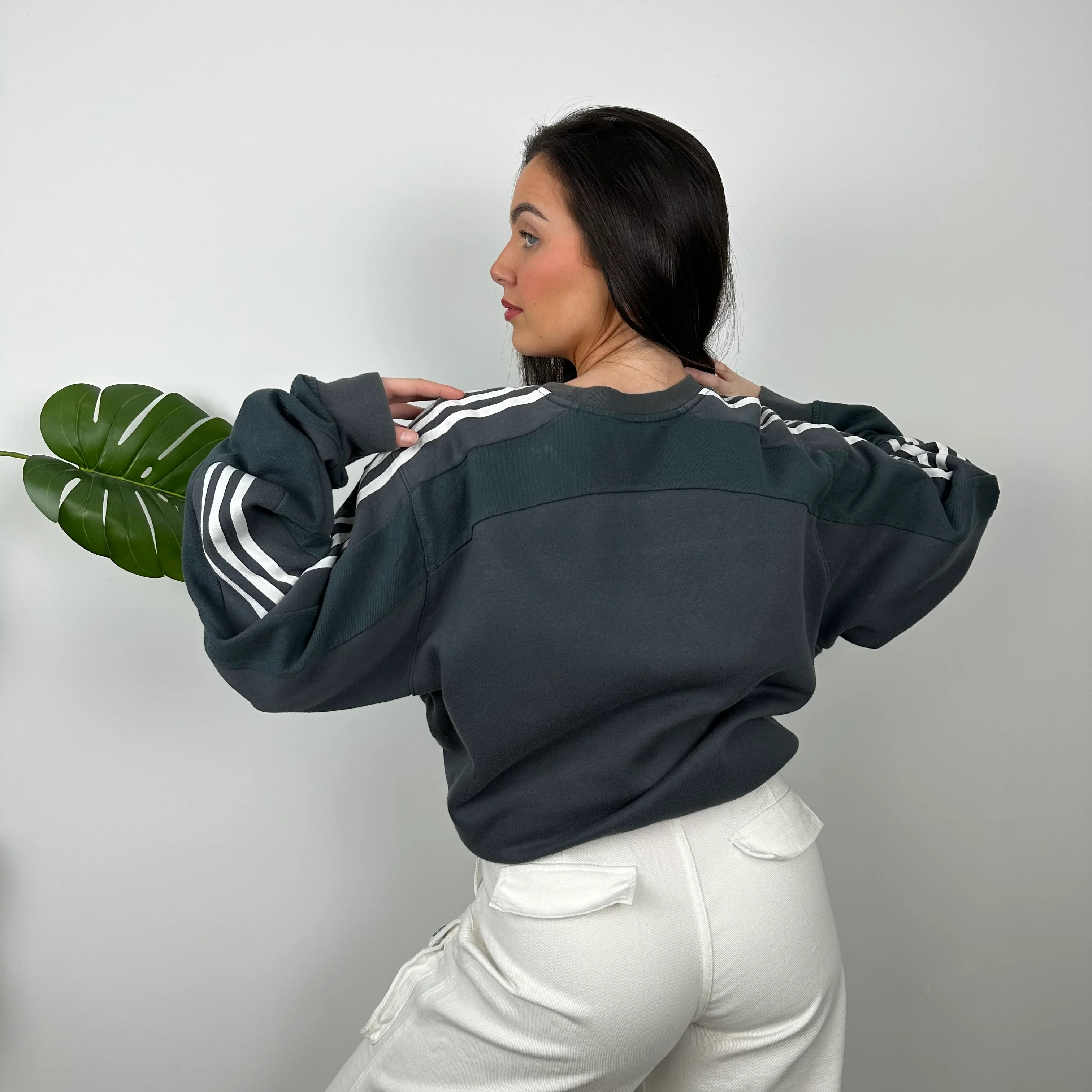 Adidas Grey Embroidered Spell Out Sweatshirt (L) - Image 6