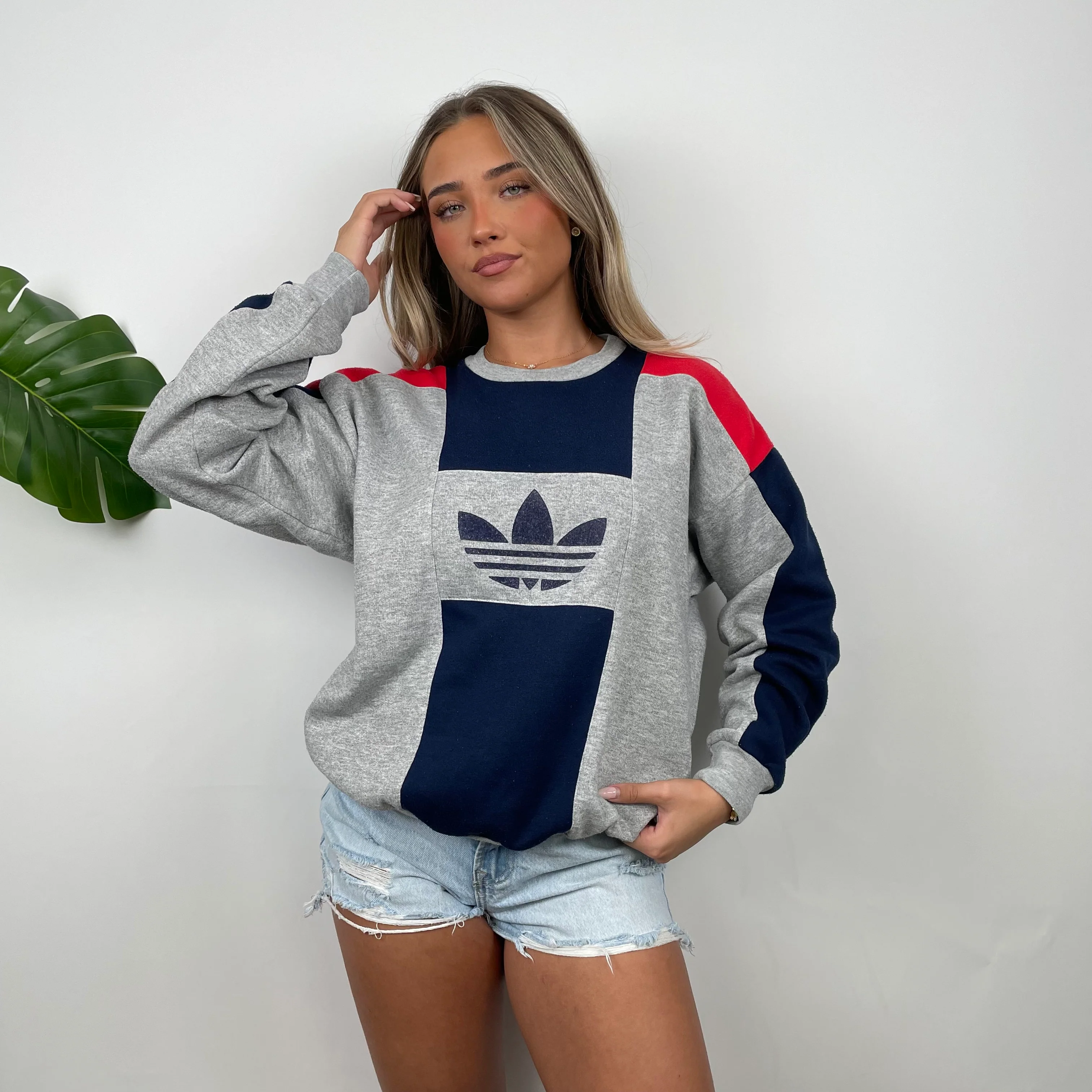 Adidas Grey Embroidered Spell Out Sweatshirt (M) - Image 2