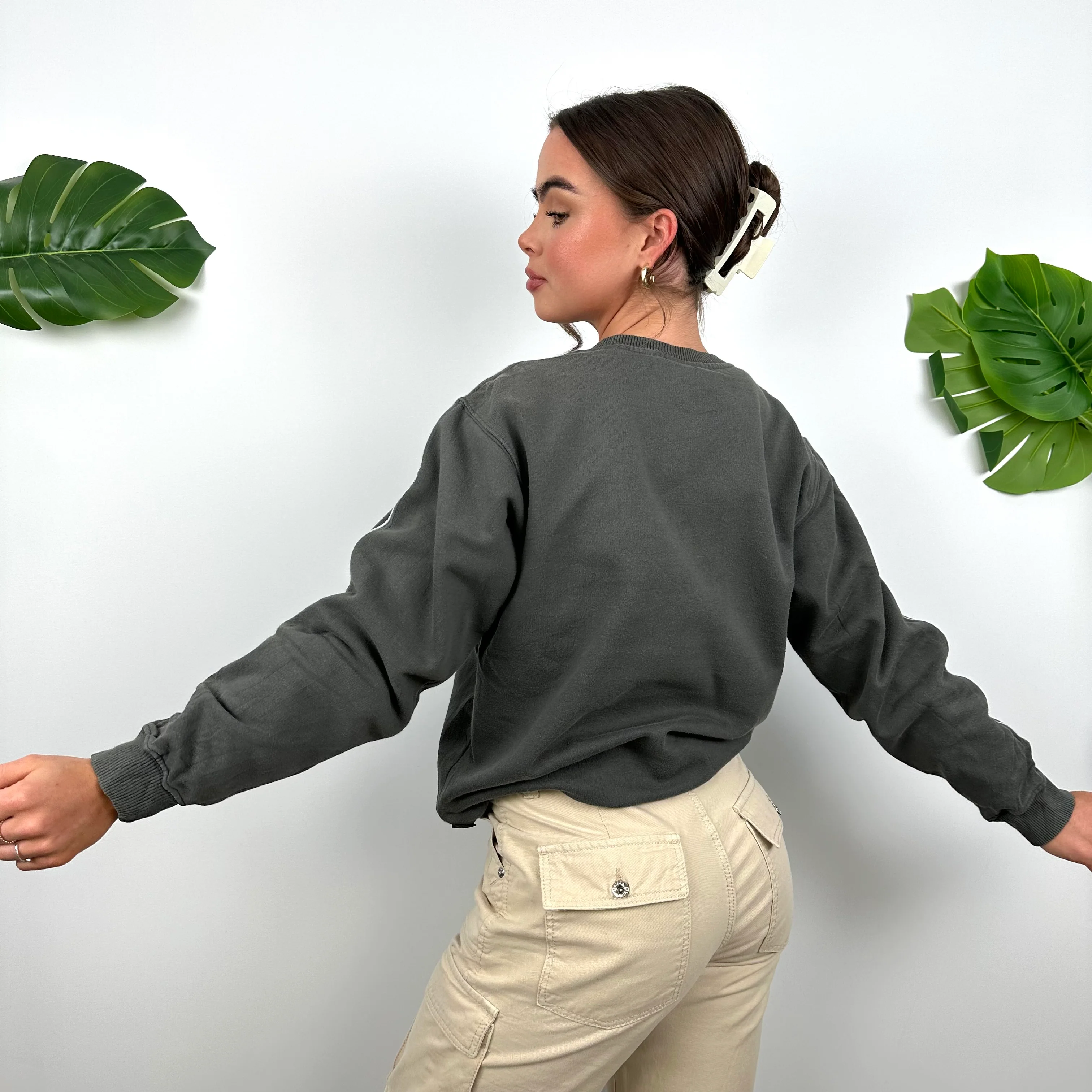 Adidas Grey Embroidered Spell Out Sweatshirt (S) - Image 3