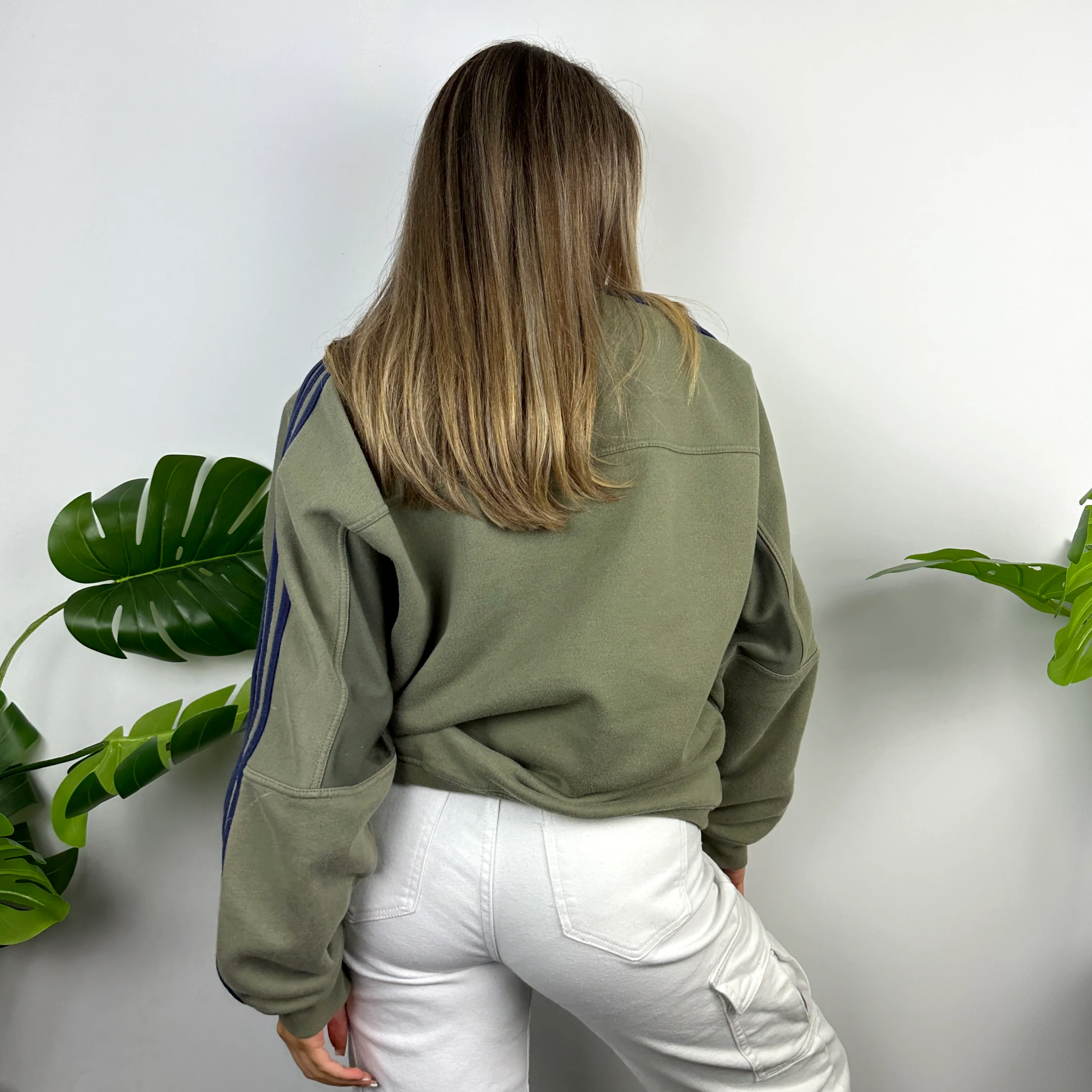 Adidas Khaki Green Embroidered Spell Out Sweatshirt (L) - Image 4