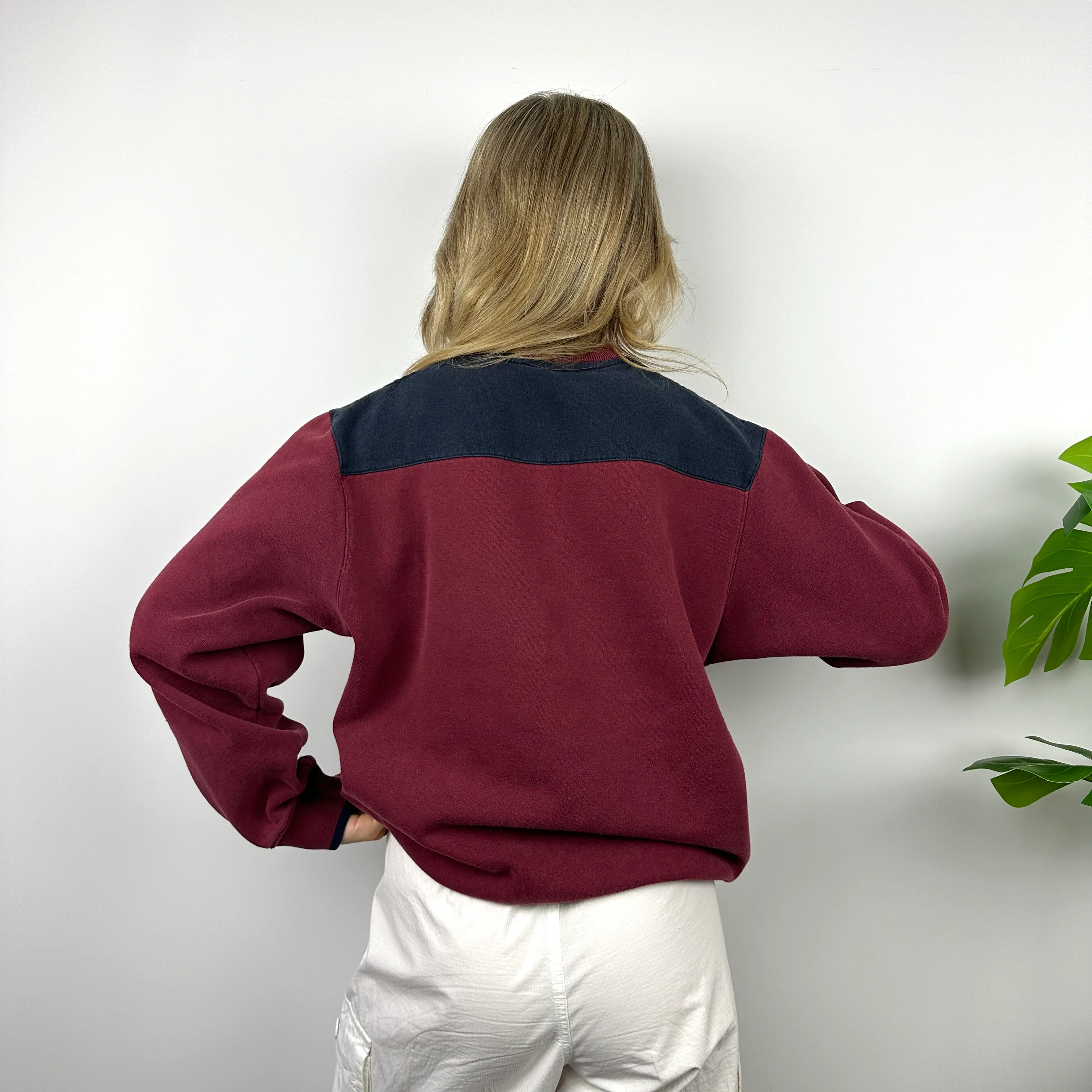 Adidas Maroon Embroidered Spell Out Sweatshirt (M) - Image 3