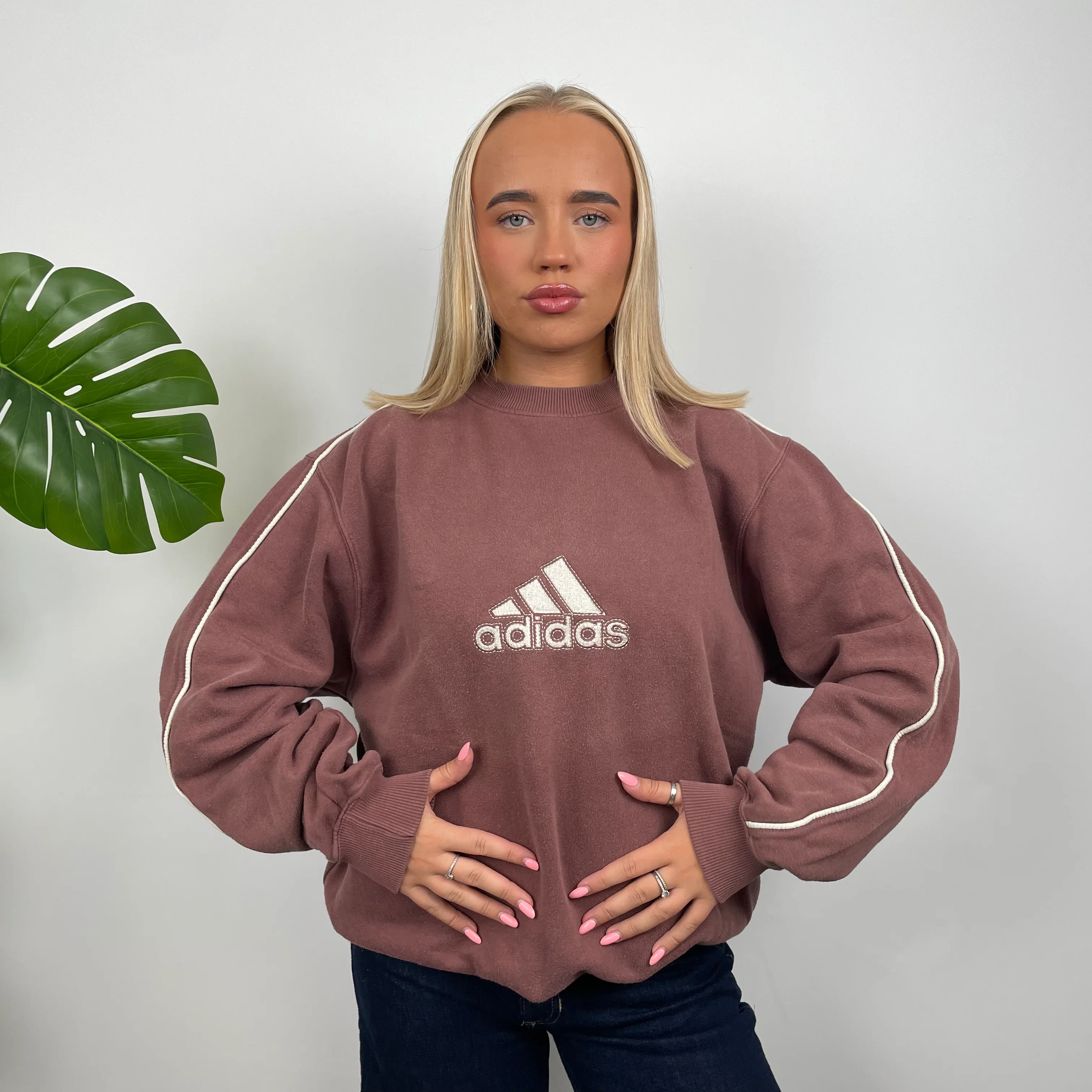 Adidas Maroon Embroidered Spell Out Sweatshirt (L) - Image 6