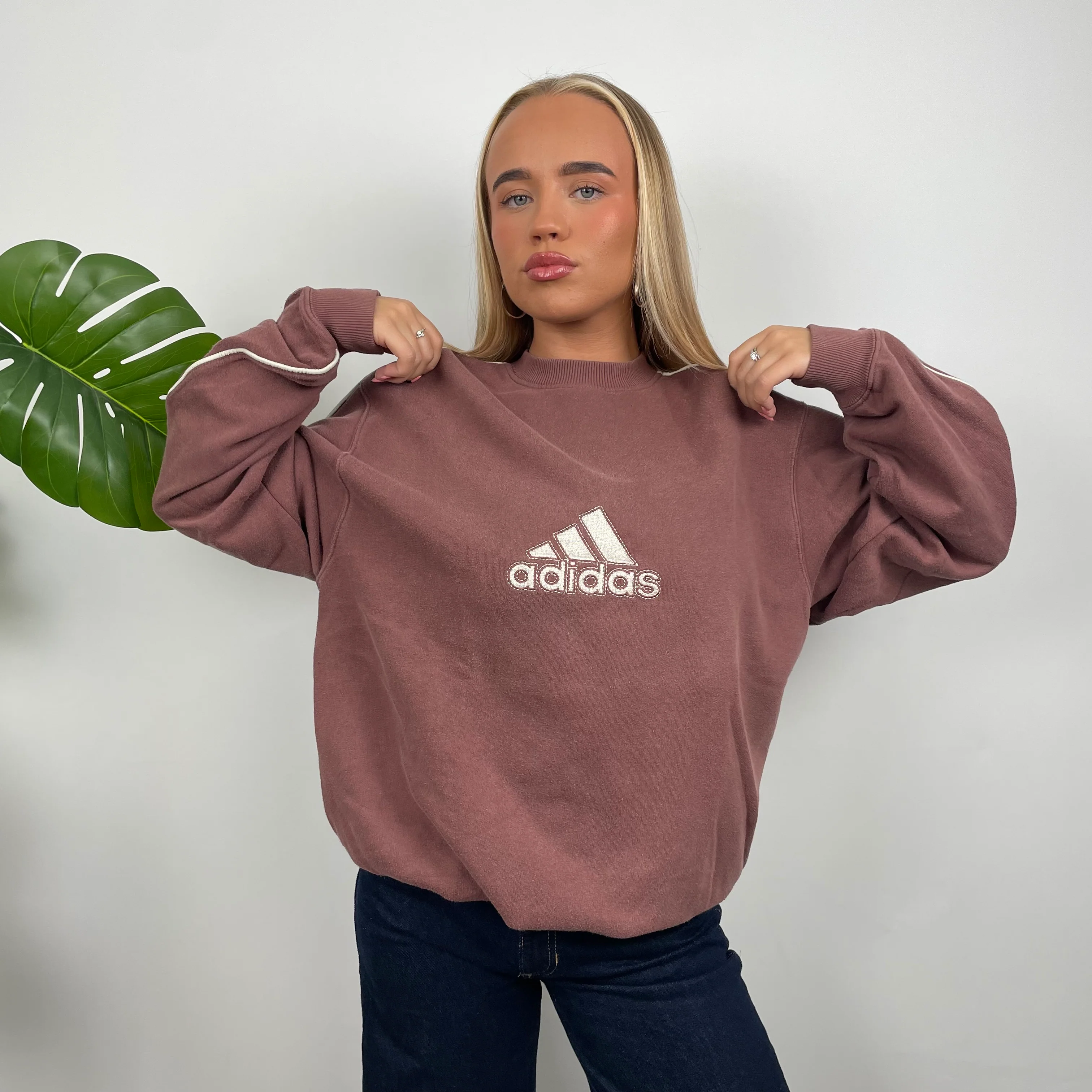 Adidas Maroon Embroidered Spell Out Sweatshirt (L) - Image 8