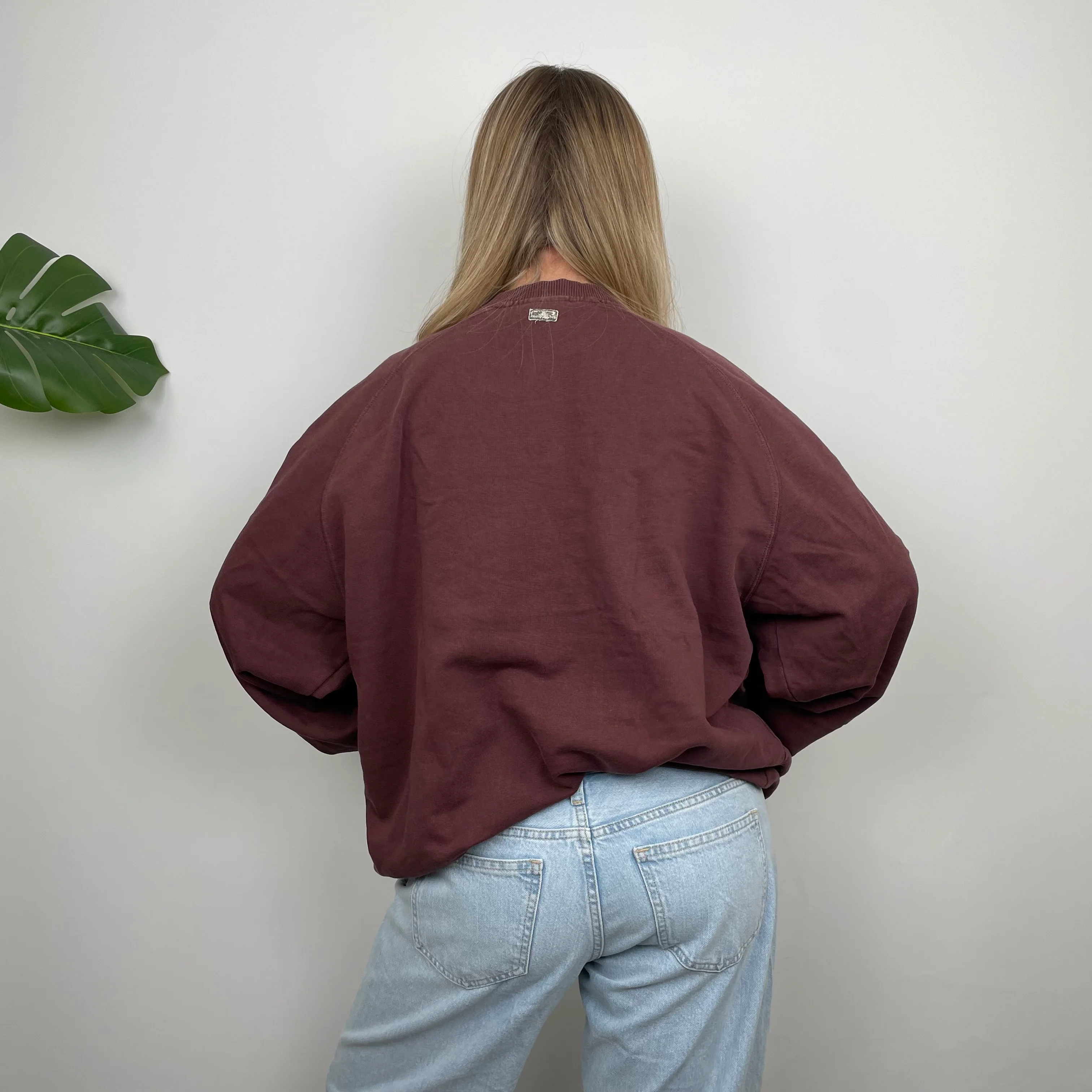 Adidas Maroon Embroidered Spell Out Sweatshirt (L) - Image 8