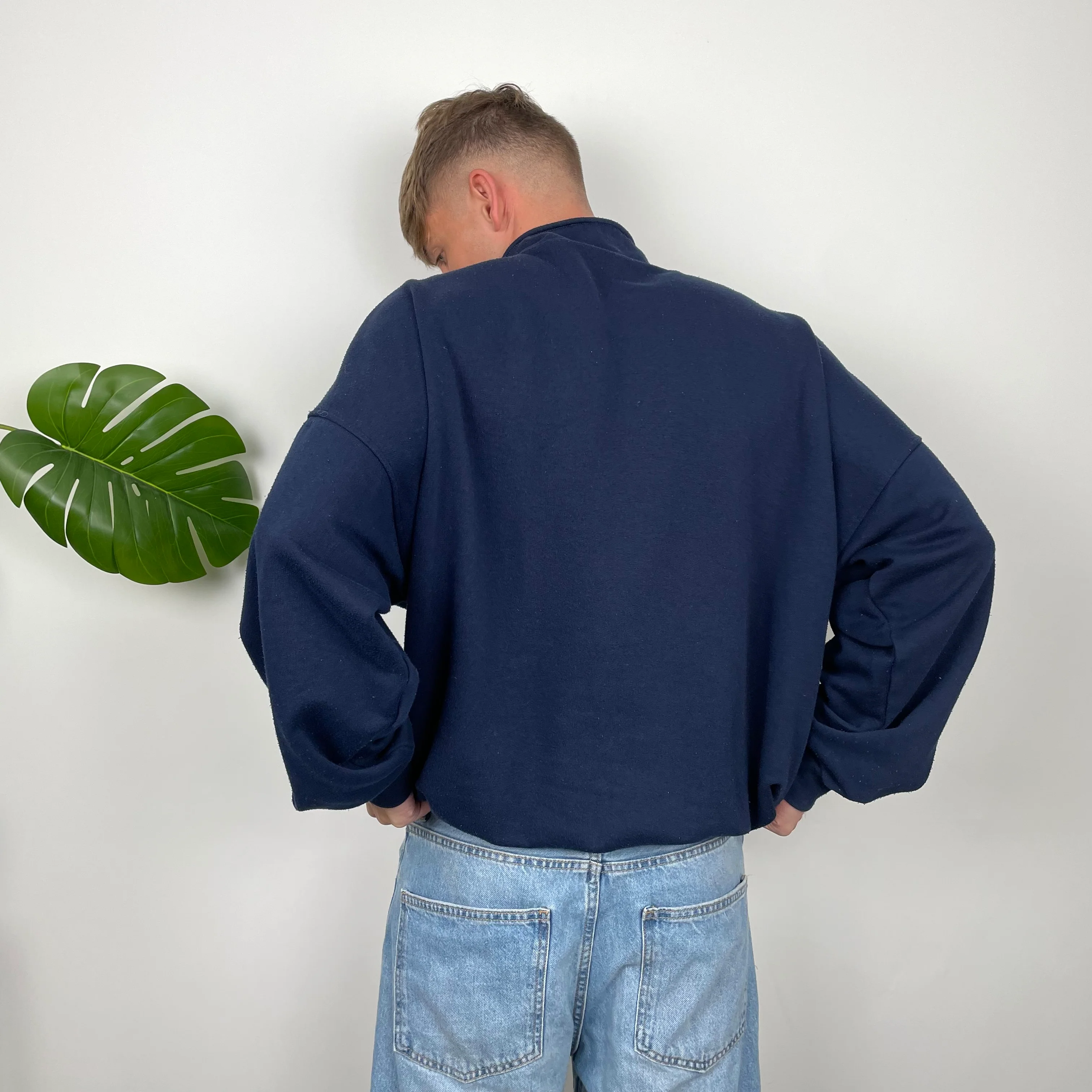 Adidas Navy Embroidered Spell Out Quarter Zip Sweatshirt (L) - Image 7