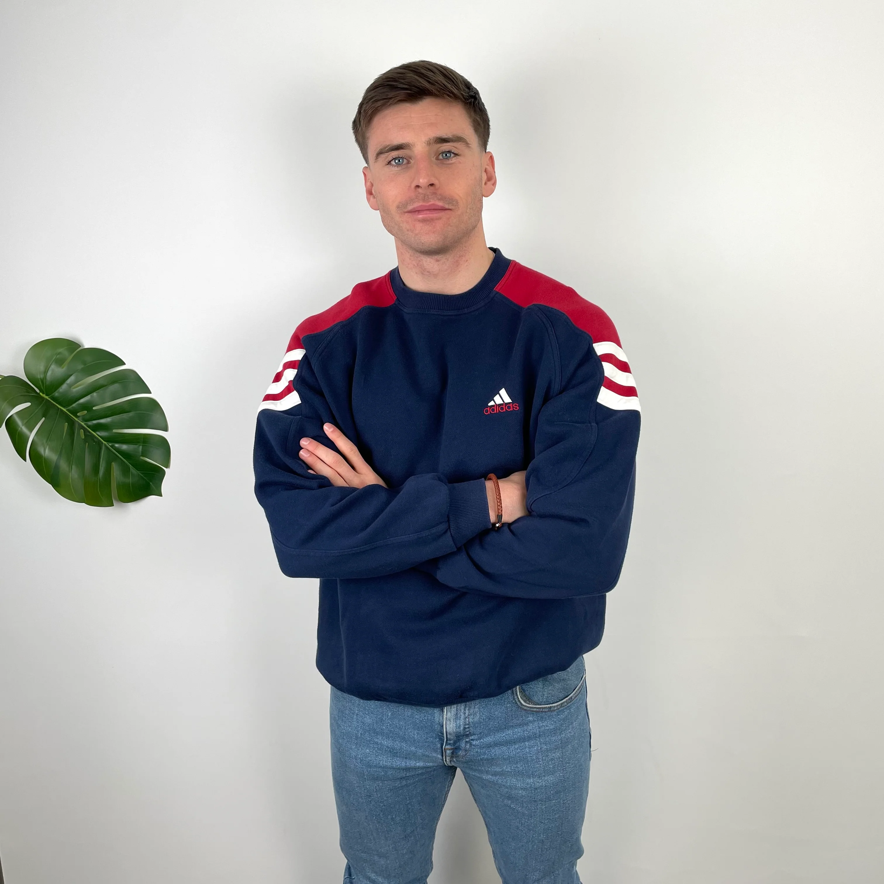 Adidas Navy Embroidered Spell Out Sweatshirt (L) - Image 2