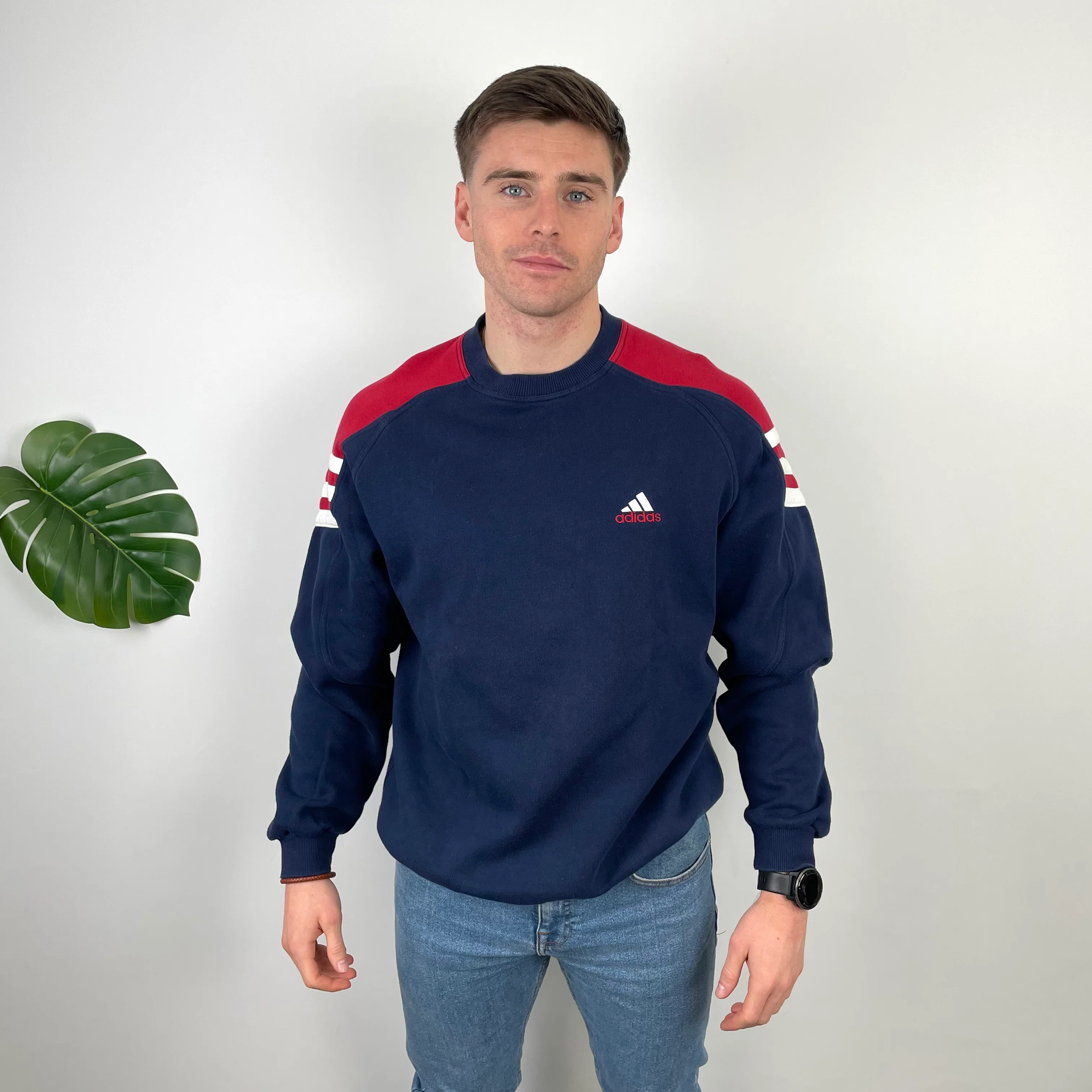 Adidas Navy Embroidered Spell Out Sweatshirt (L) - Image 3
