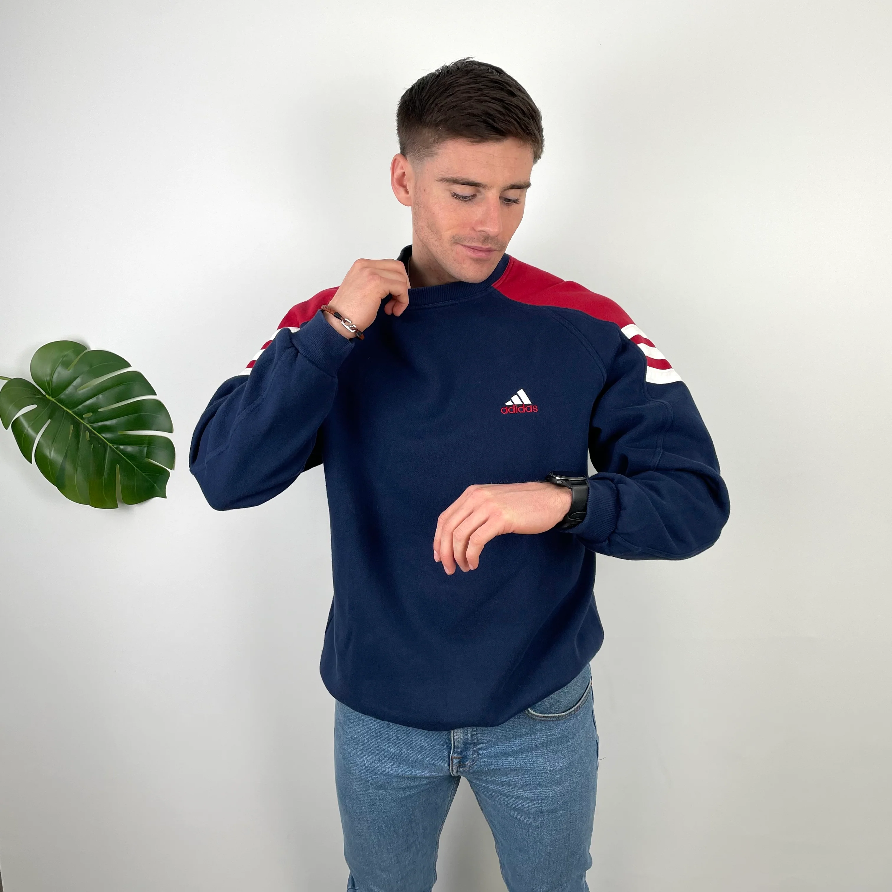 Adidas Navy Embroidered Spell Out Sweatshirt (L) - Image 6