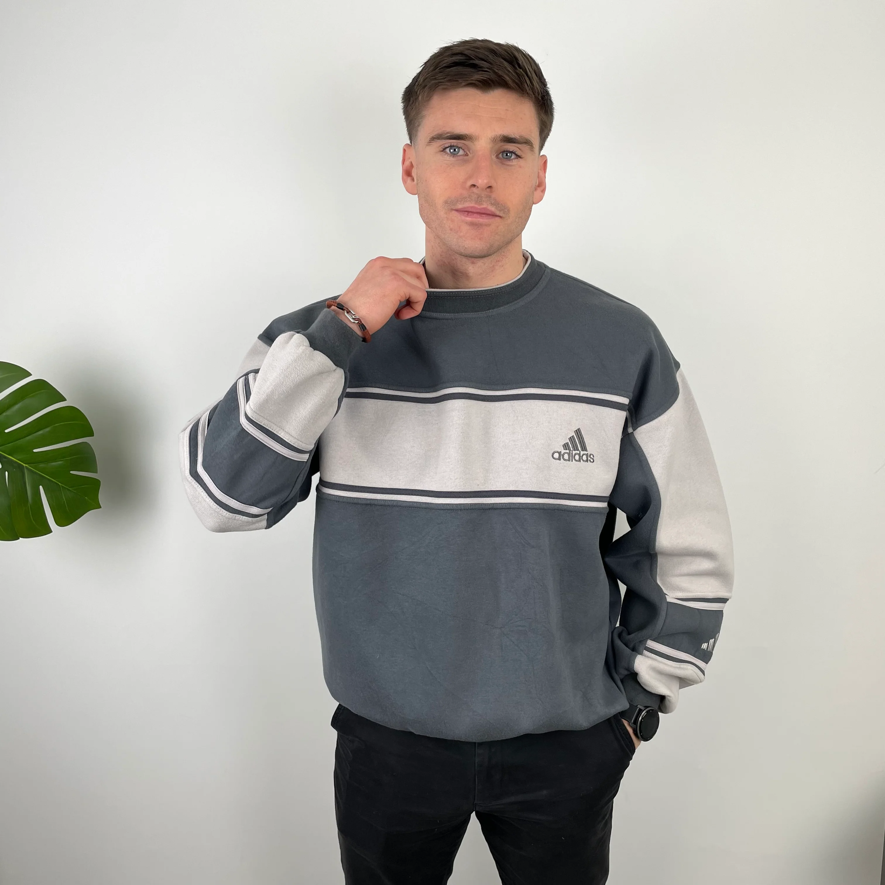 Adidas Navy Embroidered Spell Out Sweatshirt (L) - Image 2