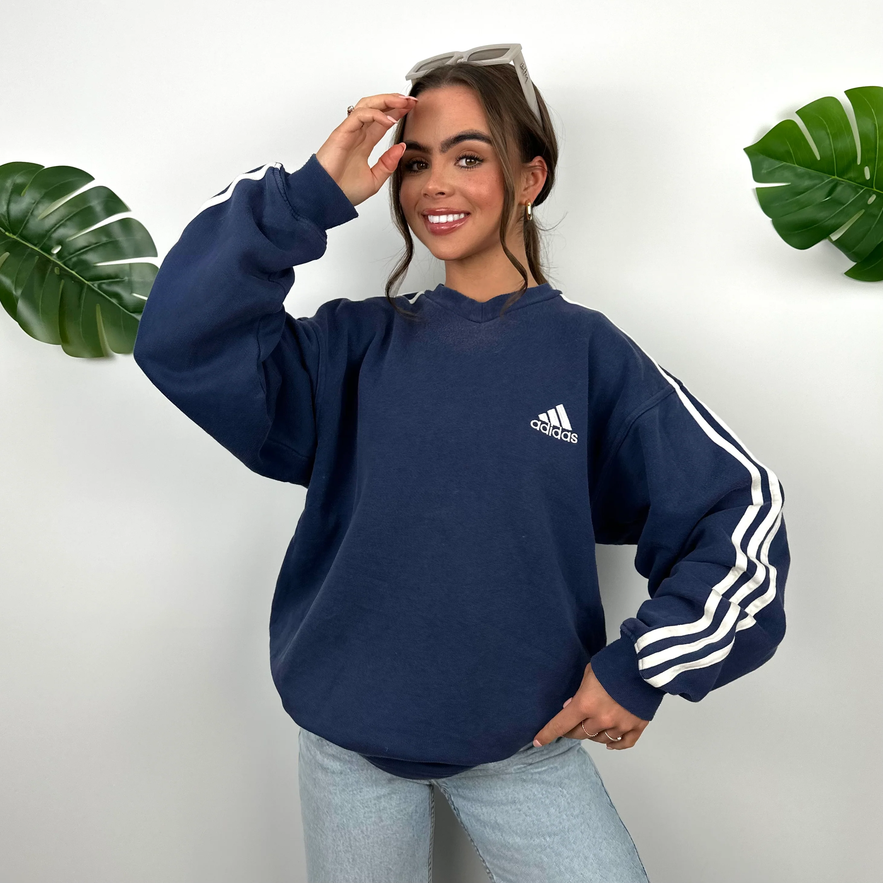 Adidas Navy Embroidered Spell Out Sweatshirt (L) - Image 5