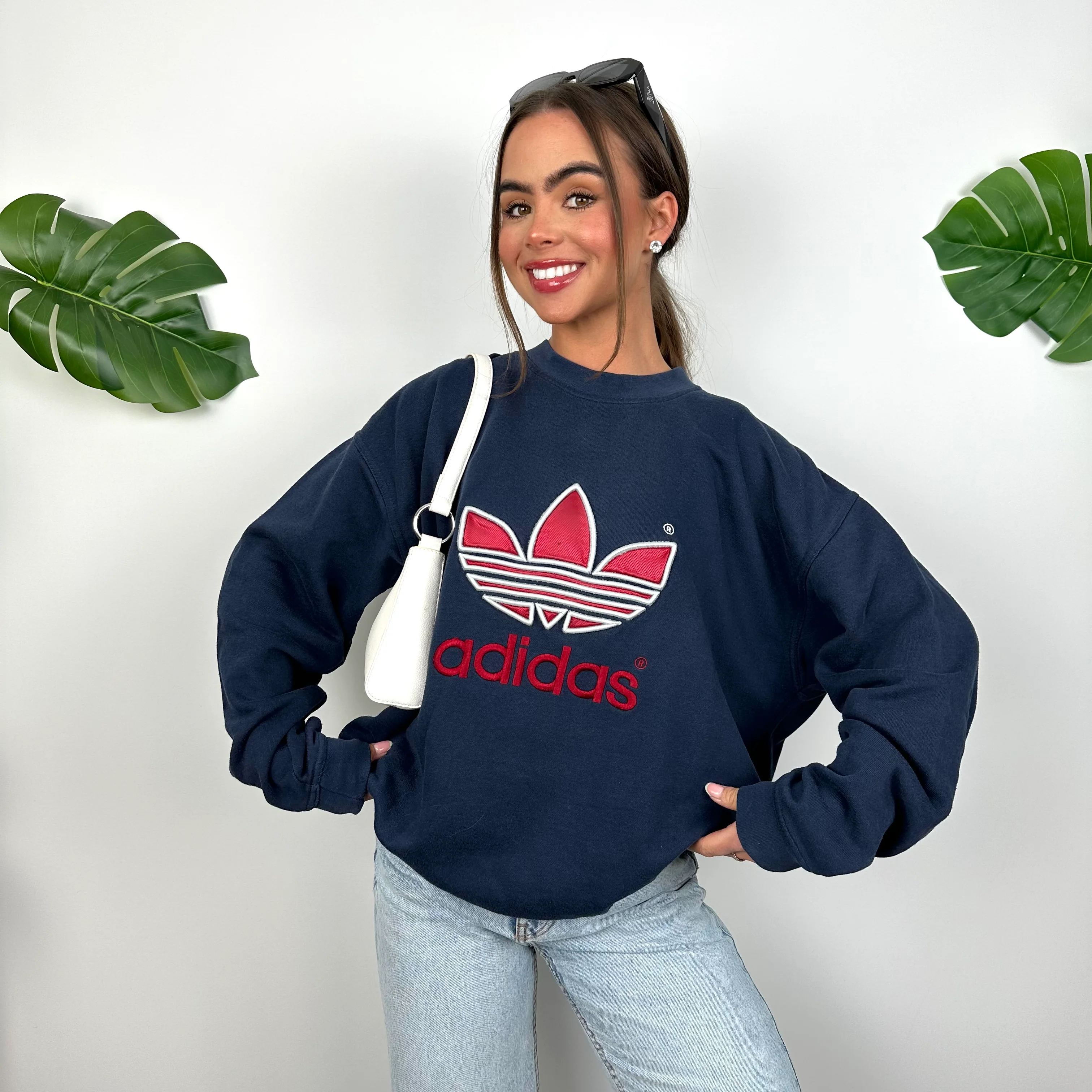 Adidas Navy Embroidered Spell Out Sweatshirt (L) - Image 3