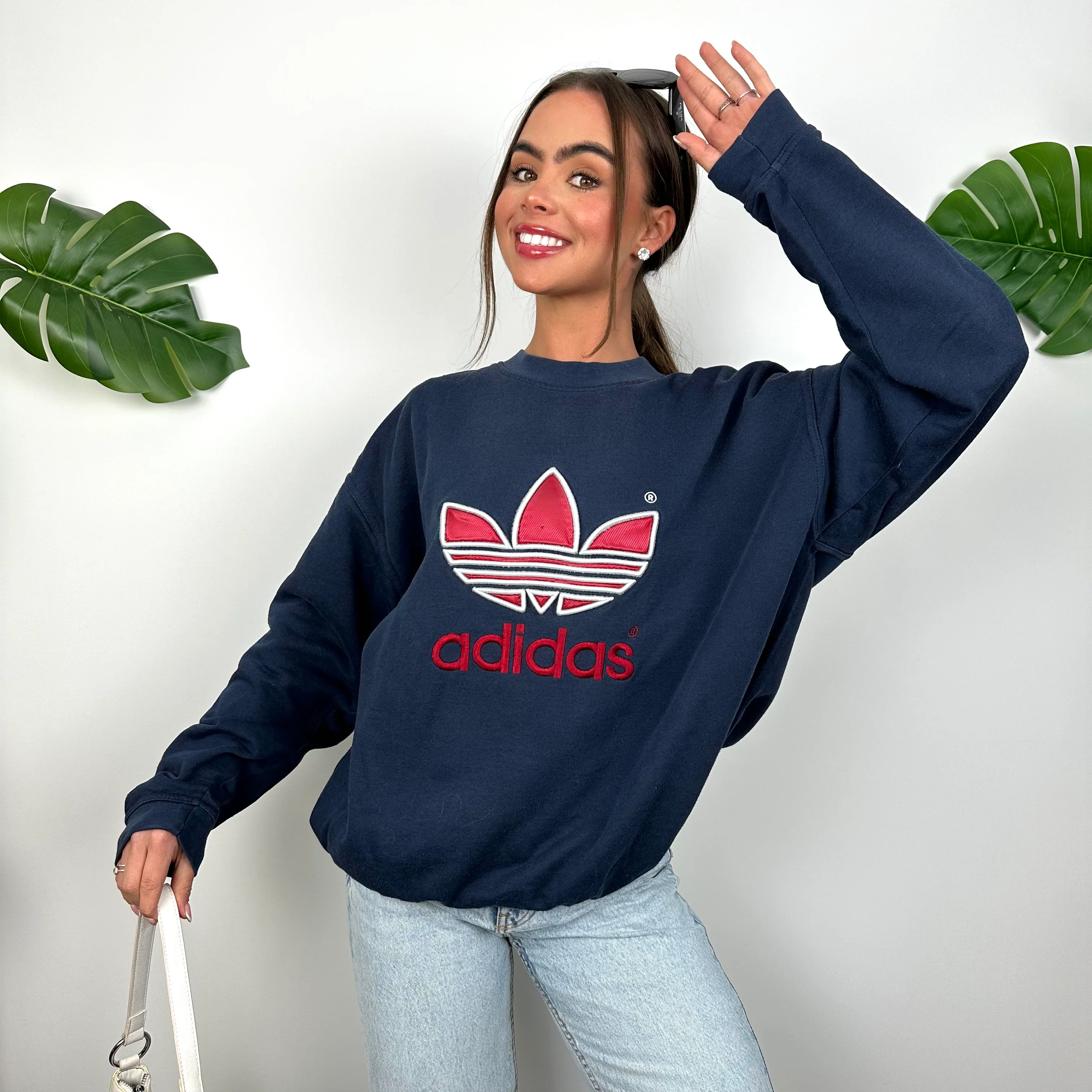 Adidas Navy Embroidered Spell Out Sweatshirt (L) - Image 6