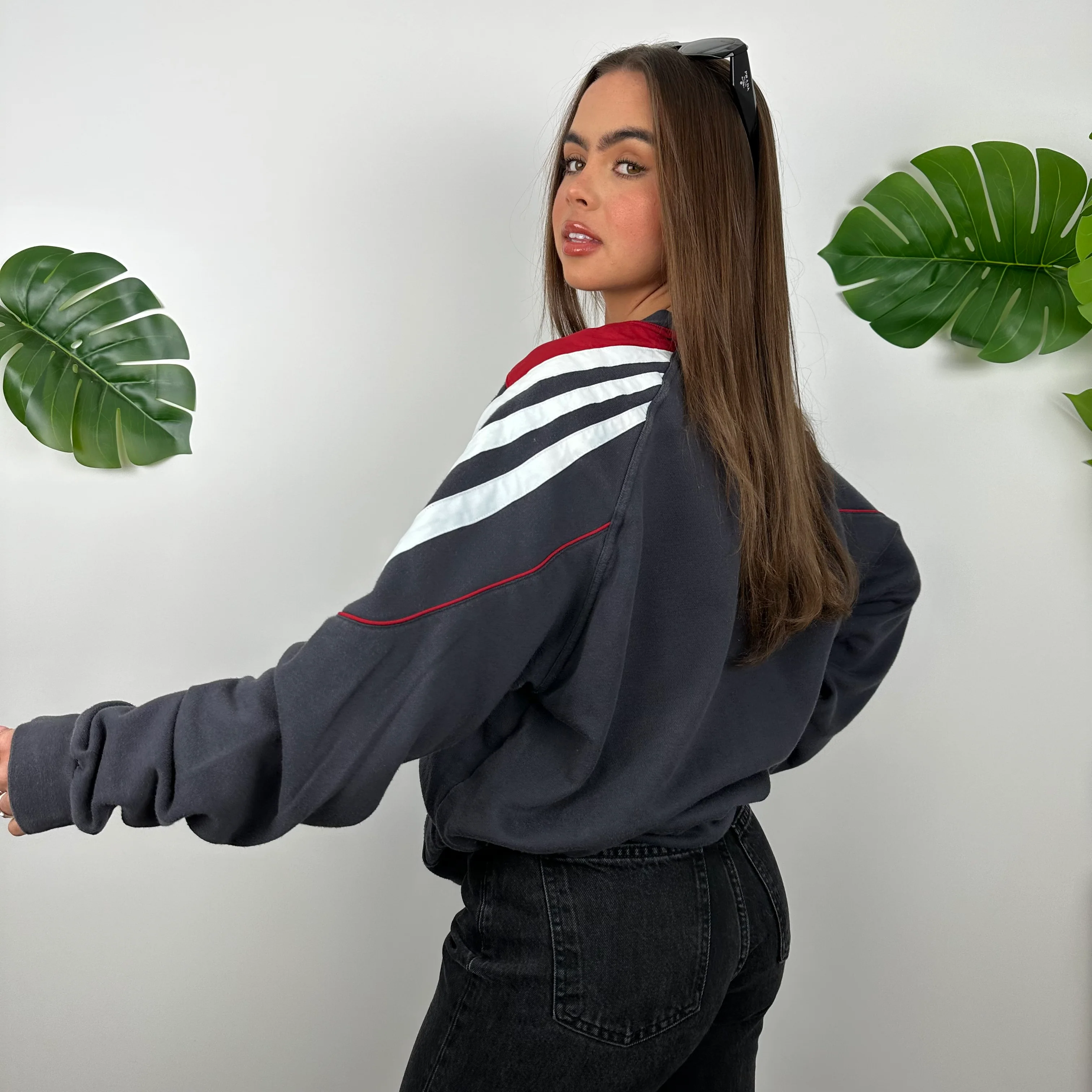 Adidas Black Embroidered Spell Out Sweatshirt (L) - Image 3
