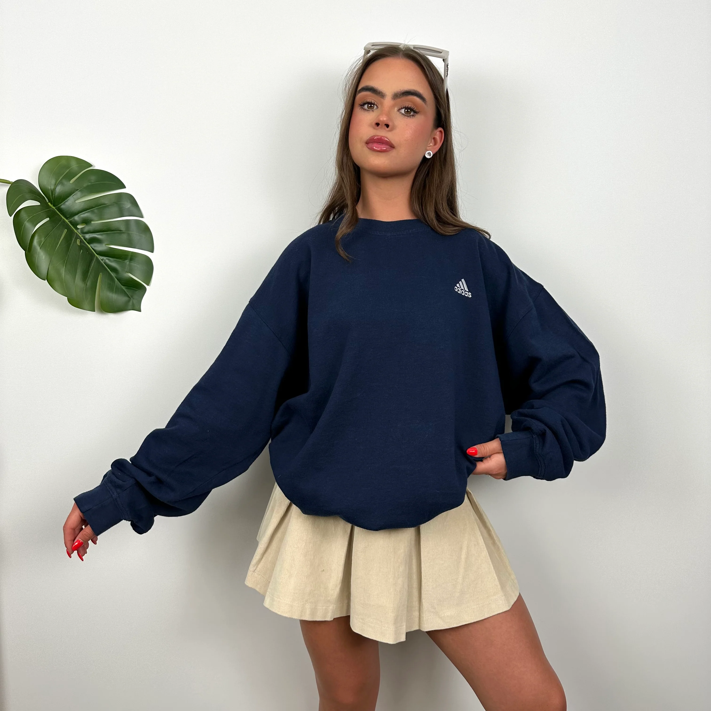 Adidas Navy Embroidered Spell Out Sweatshirt (L) - Image 2