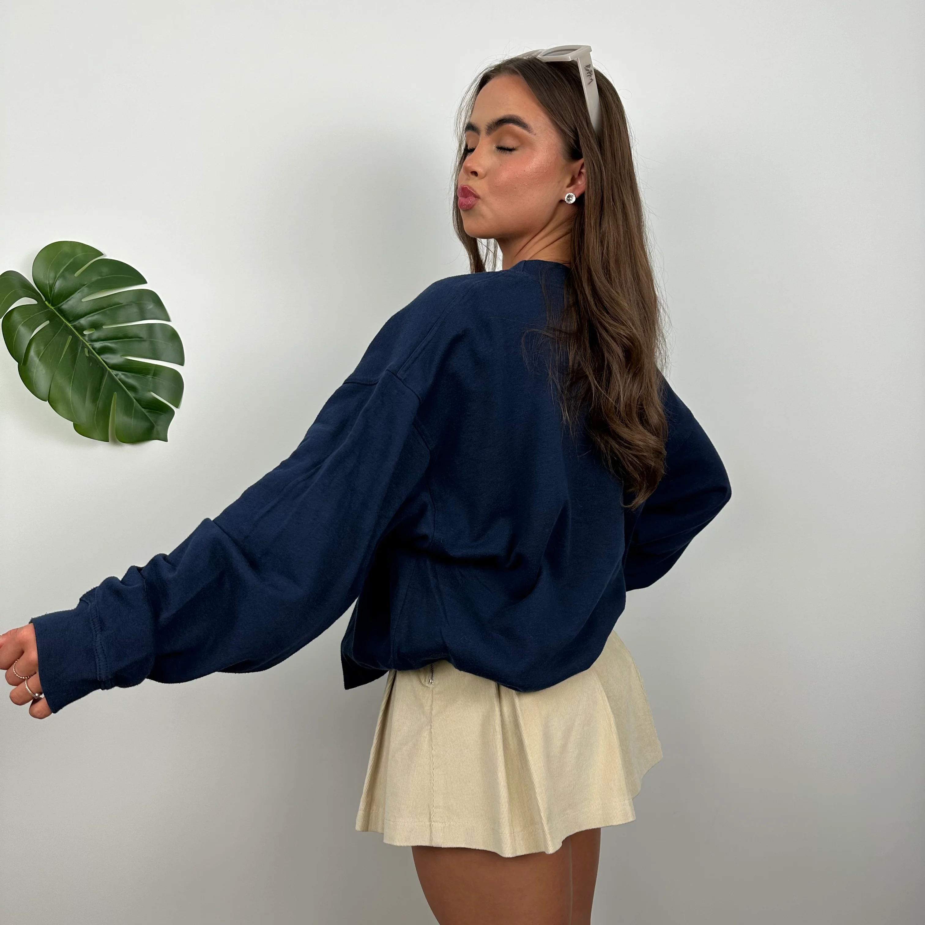 Adidas Navy Embroidered Spell Out Sweatshirt (L) - Image 3
