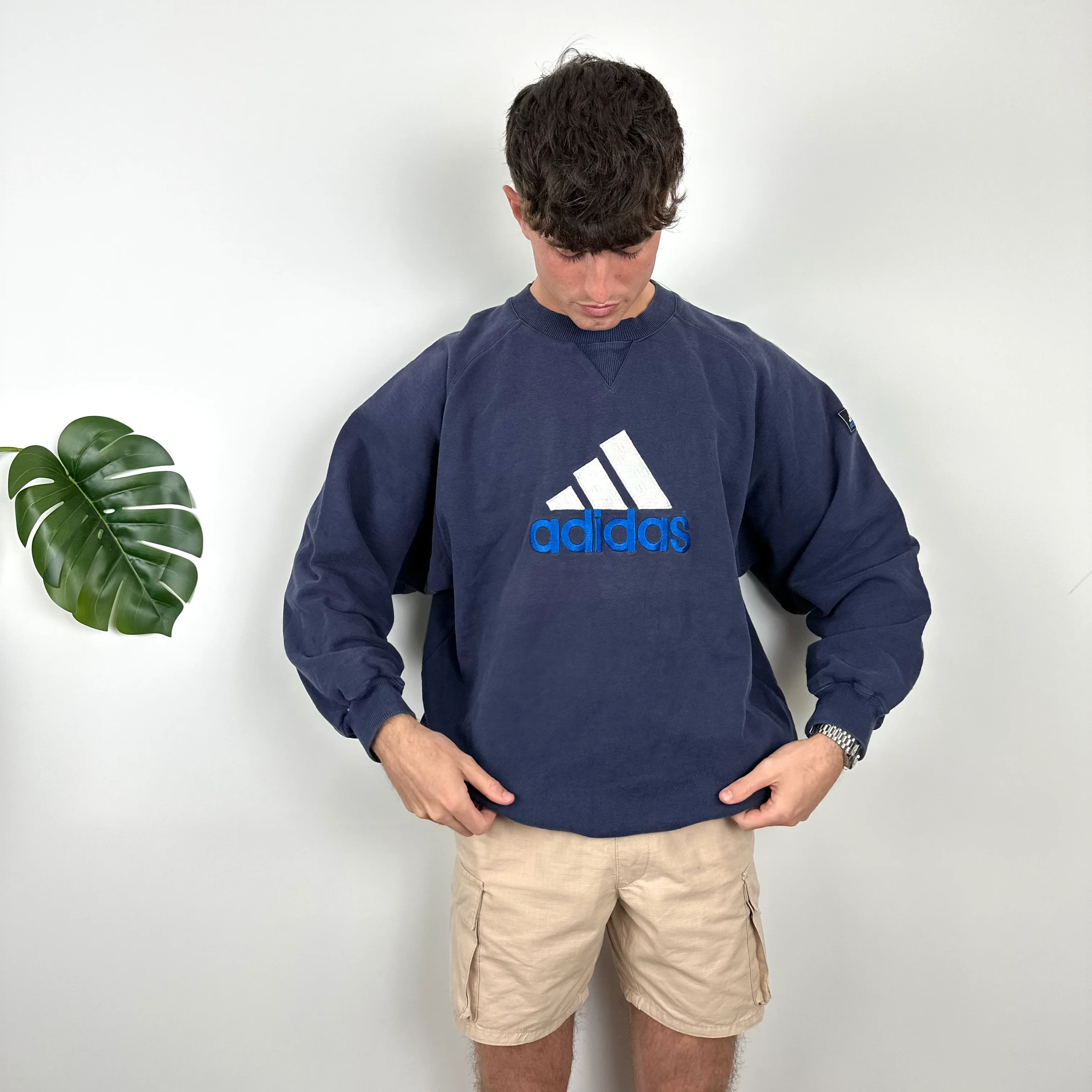 Adidas Navy Embroidered Spell Out Sweatshirt (M) - Image 6
