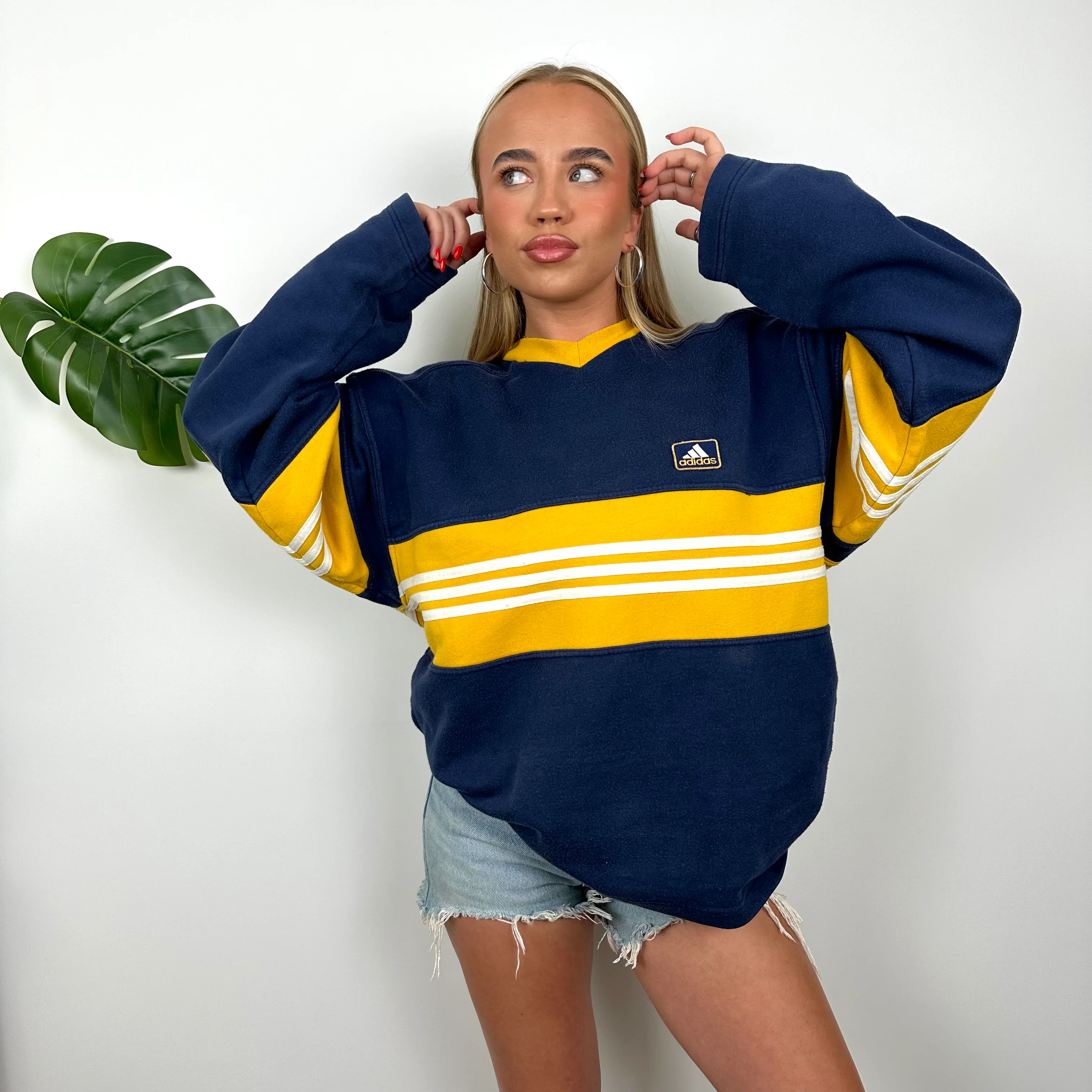 Adidas Navy Embroidered Spell Out Sweatshirt (M) - Image 2