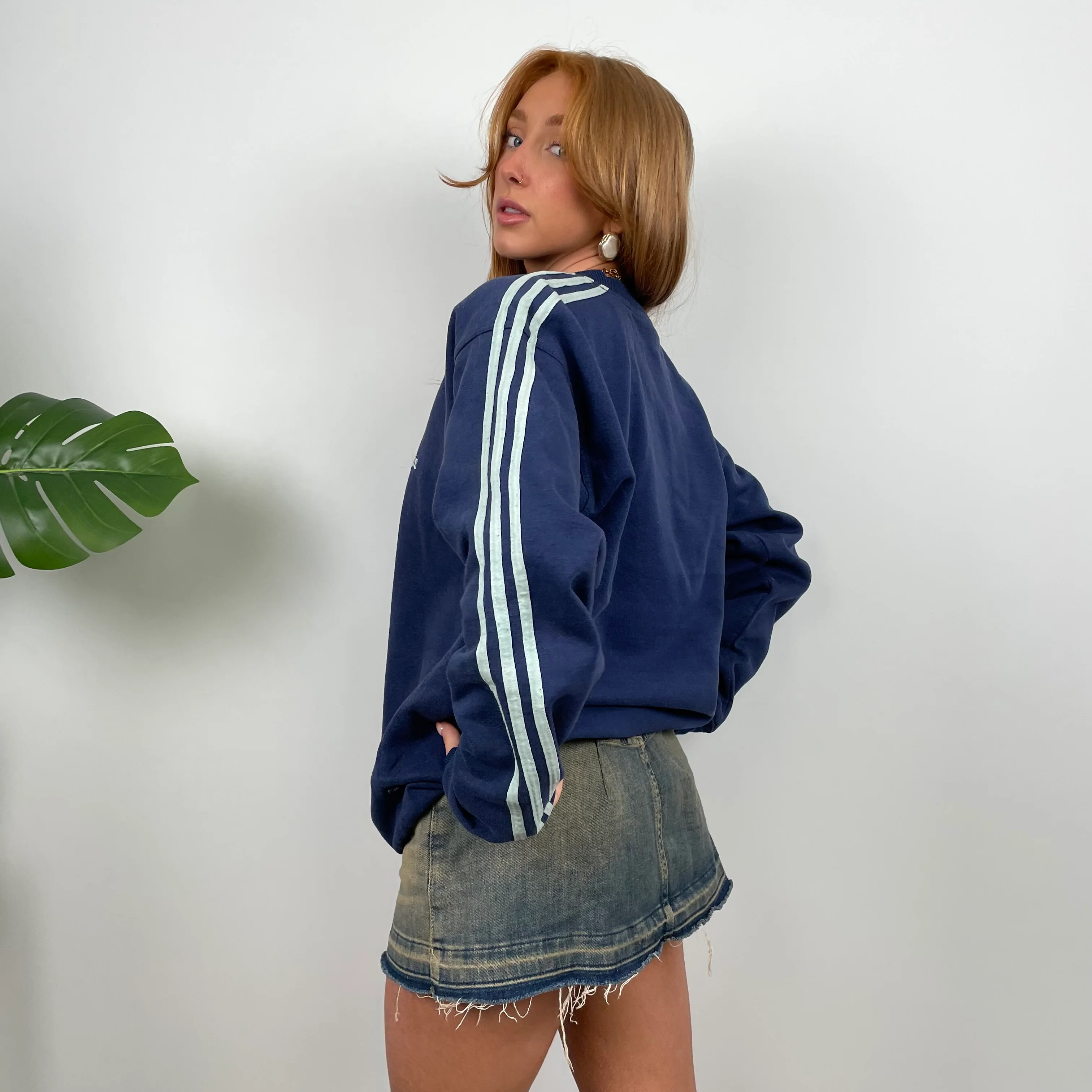 Adidas Navy Embroidered Spell Out Sweatshirt (L) - Image 5