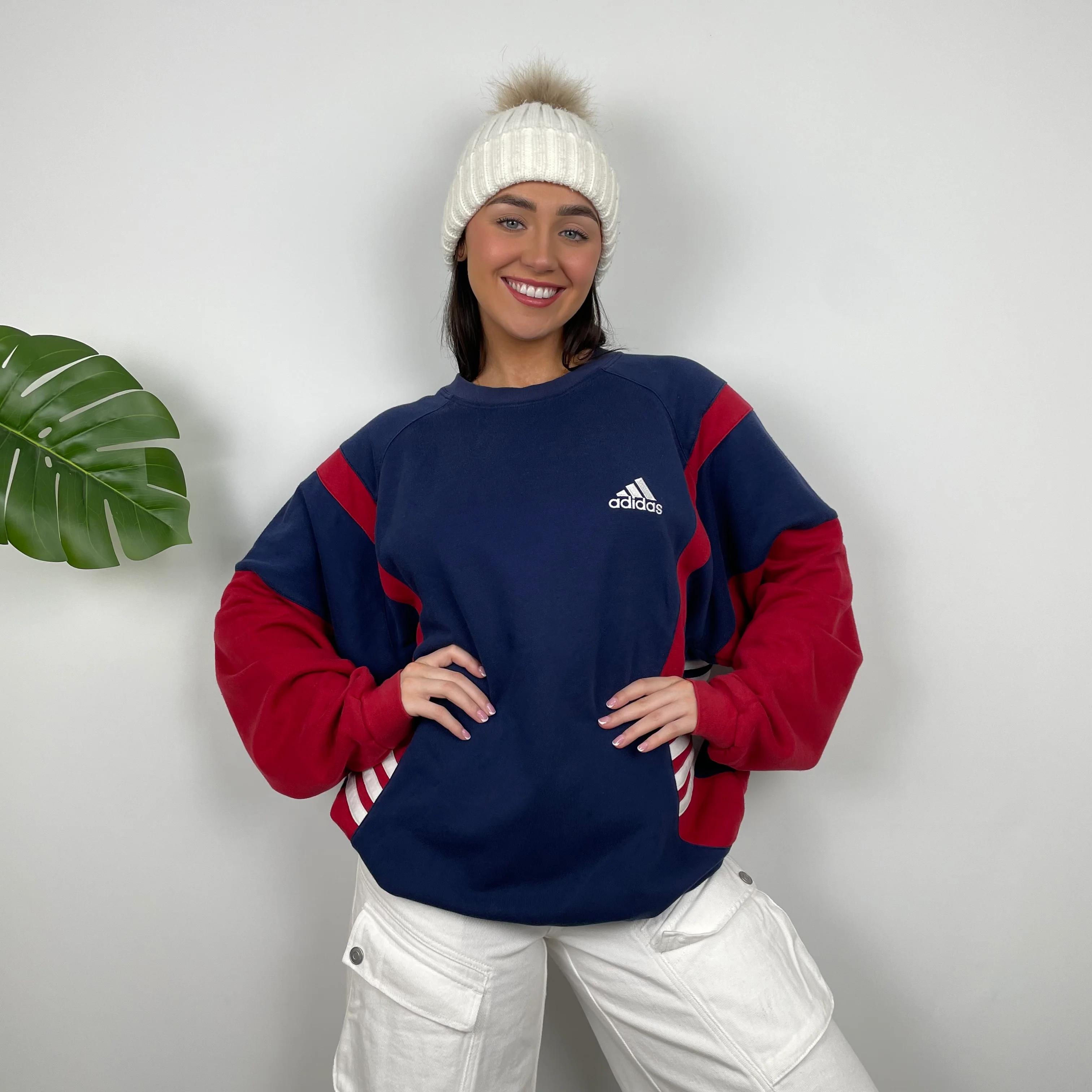 Adidas Navy Embroidered Spell Out Sweatshirt (L) - Image 2