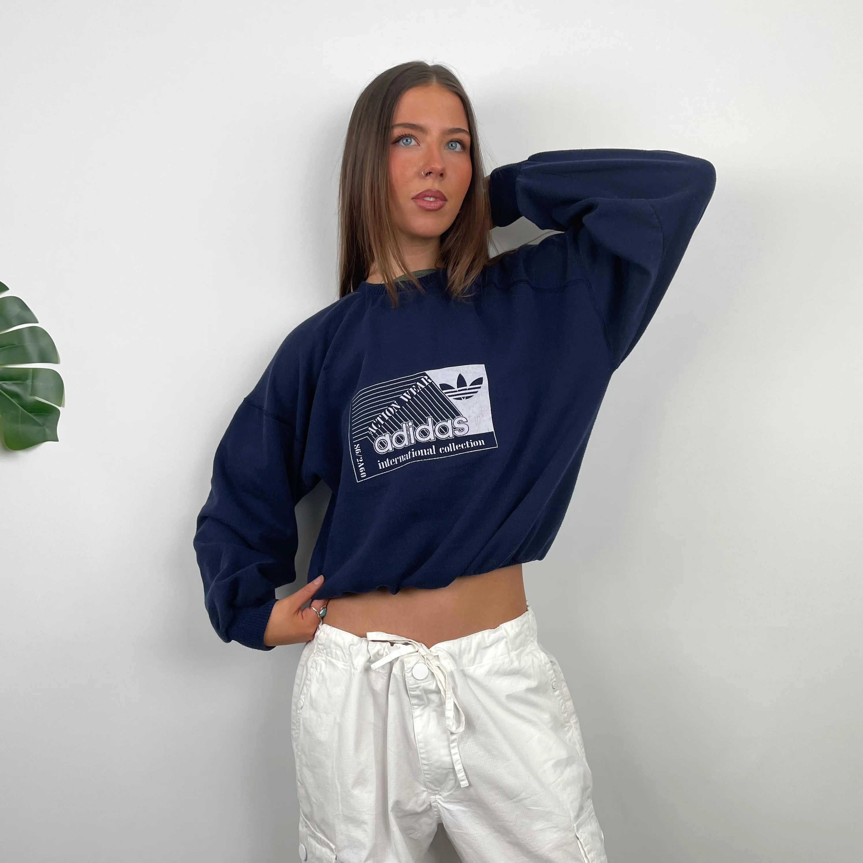 Adidas Navy Spell Out Sweatshirt (S) - Image 3