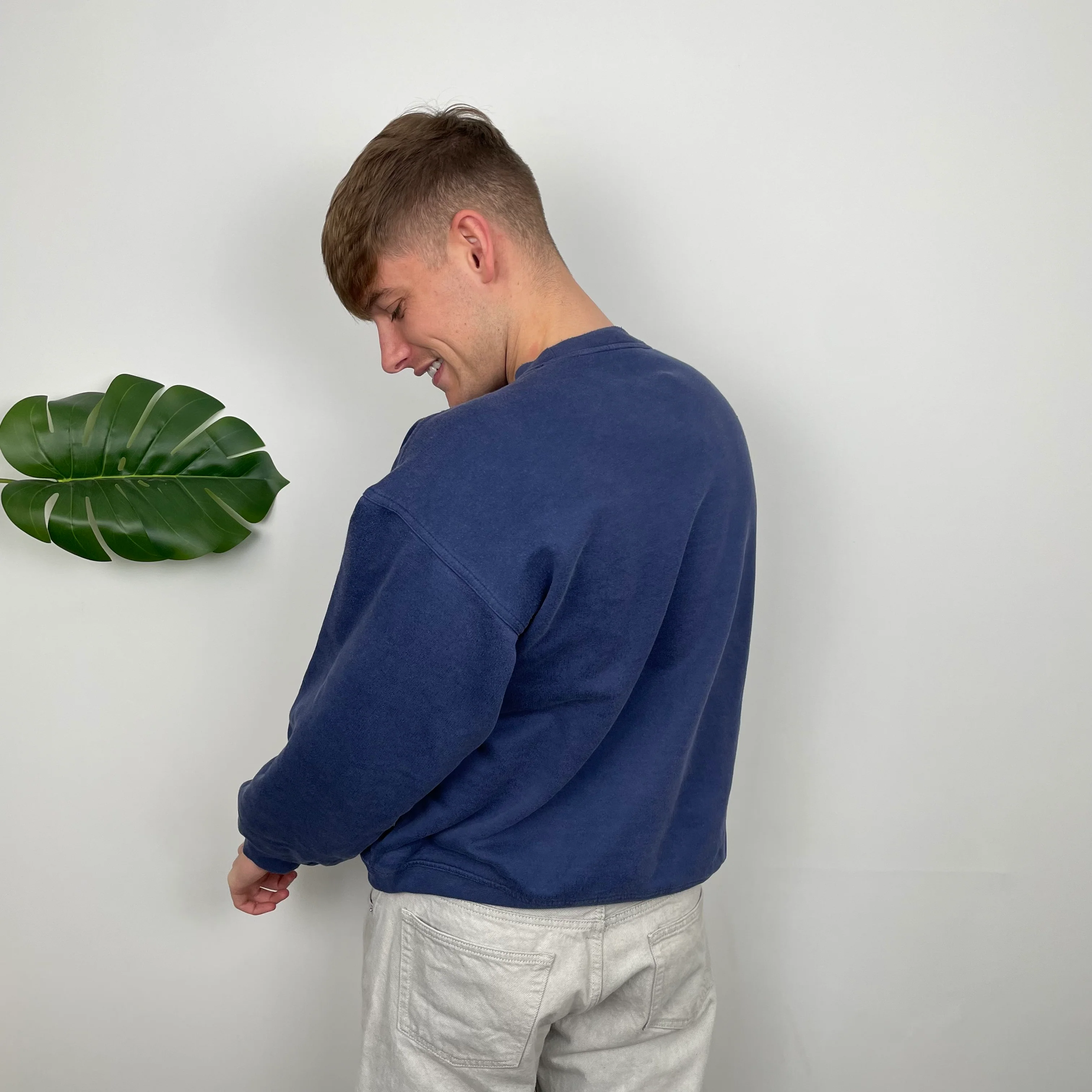 Adidas Navy Embroidered Spell Out Sweatshirt (S) - Image 5