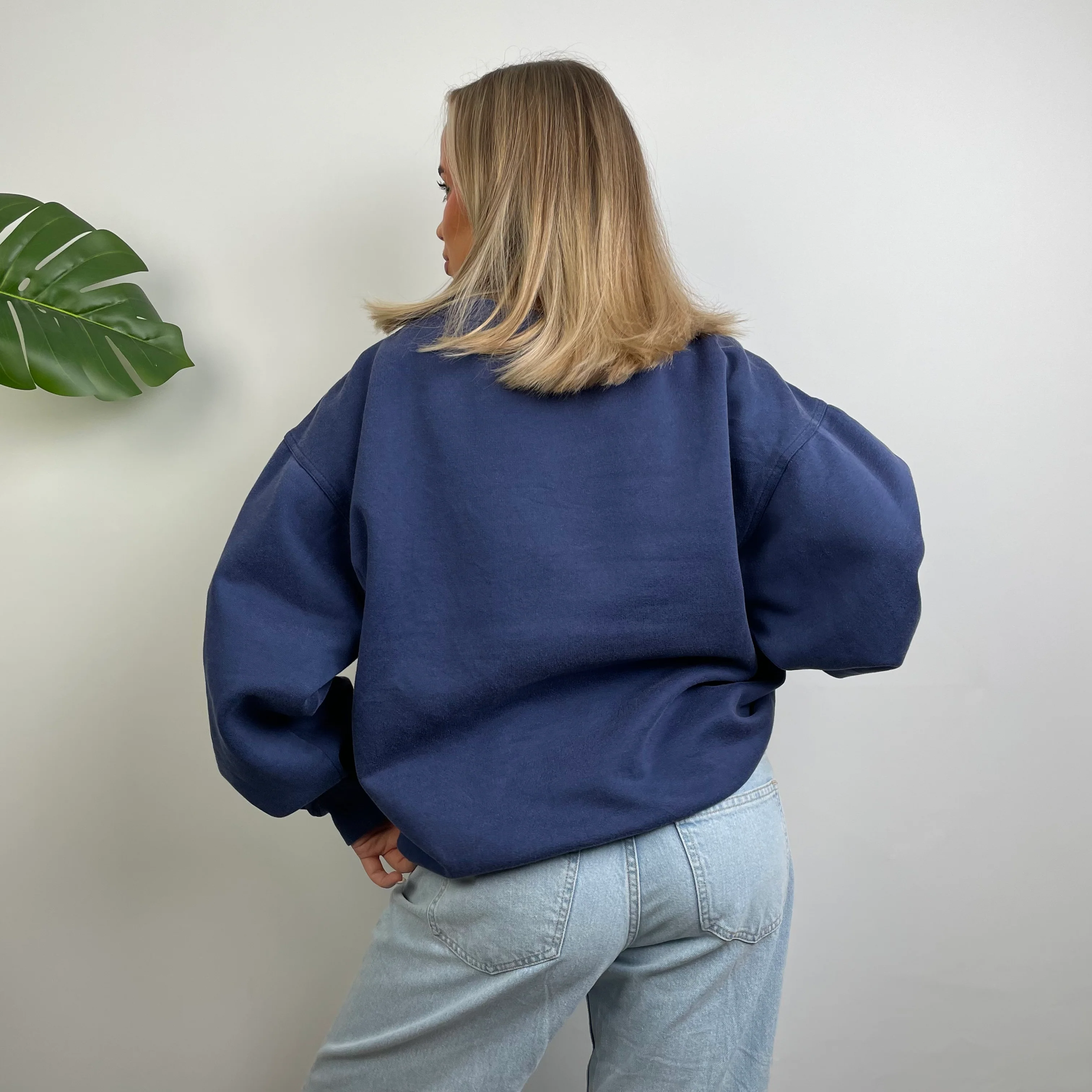 Adidas Navy Embroidered Spell Out Sweatshirt (S) - Image 9