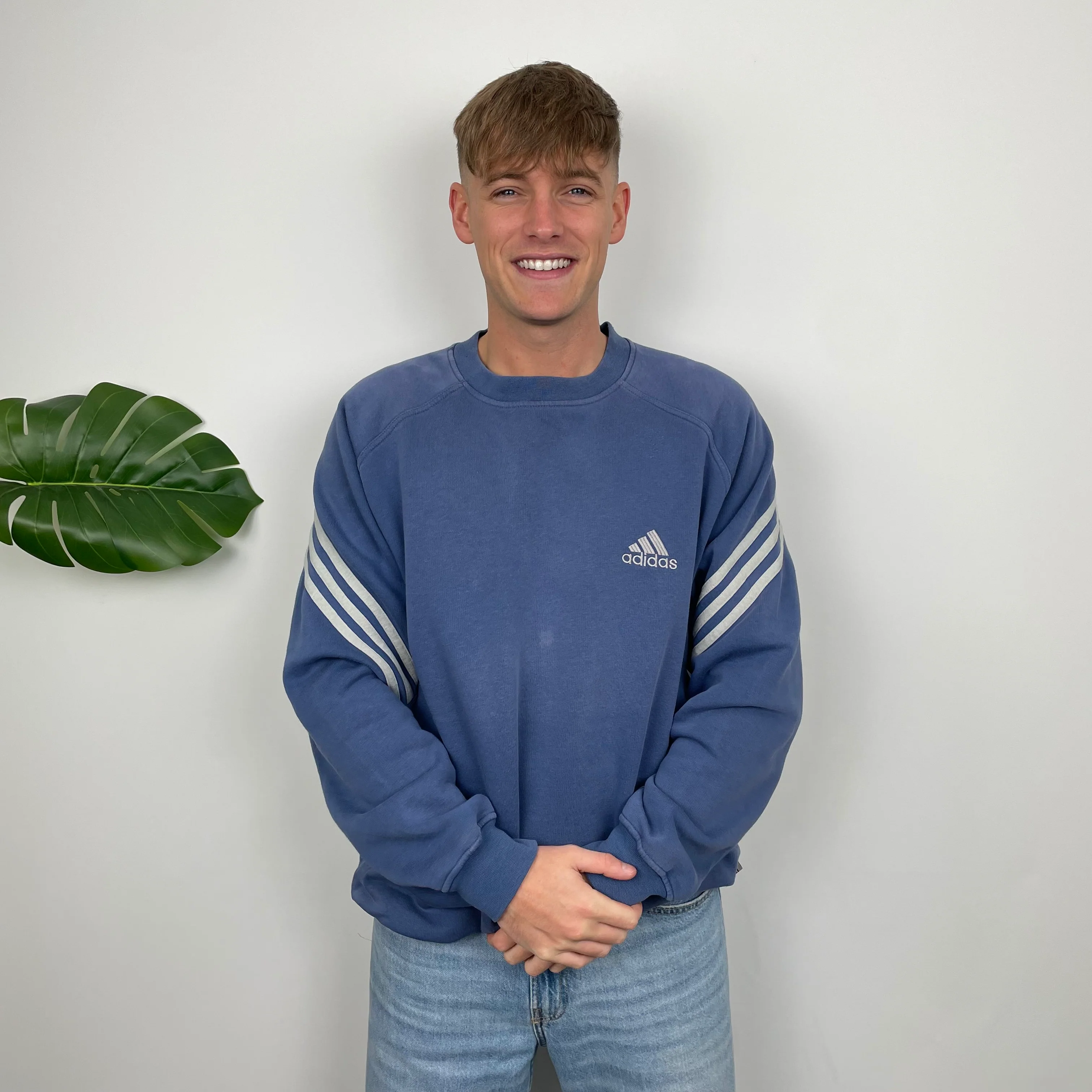 Adidas Navy Embroidered Spell Out Sweatshirt (XL) - Image 2