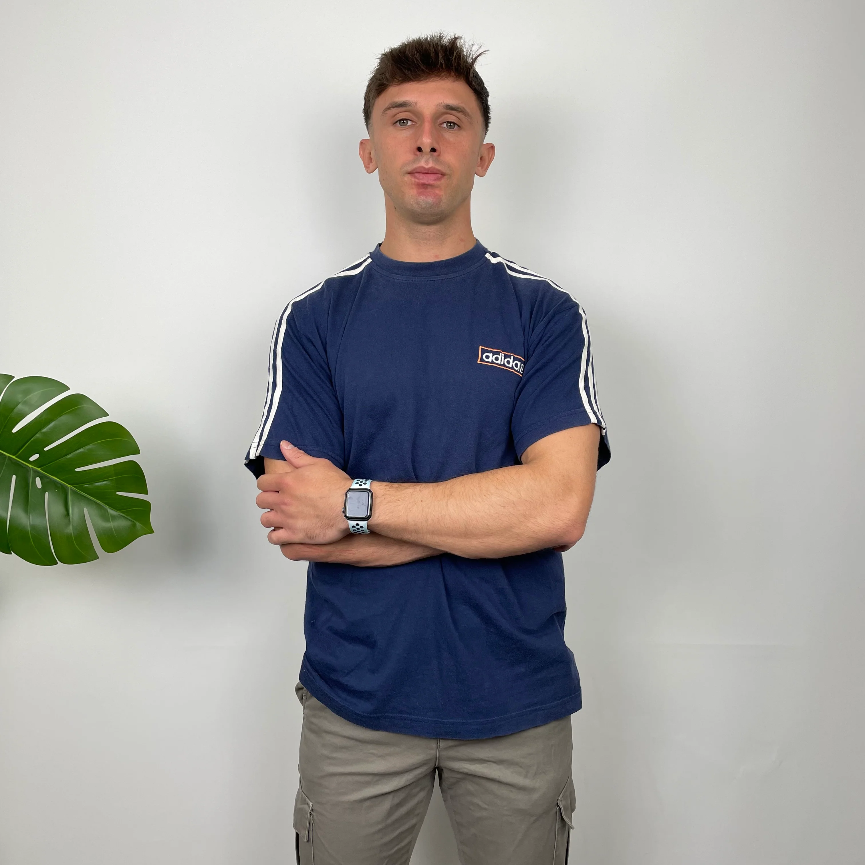 Adidas Navy Embroidered Spell Out T Shirt (M) - Image 7