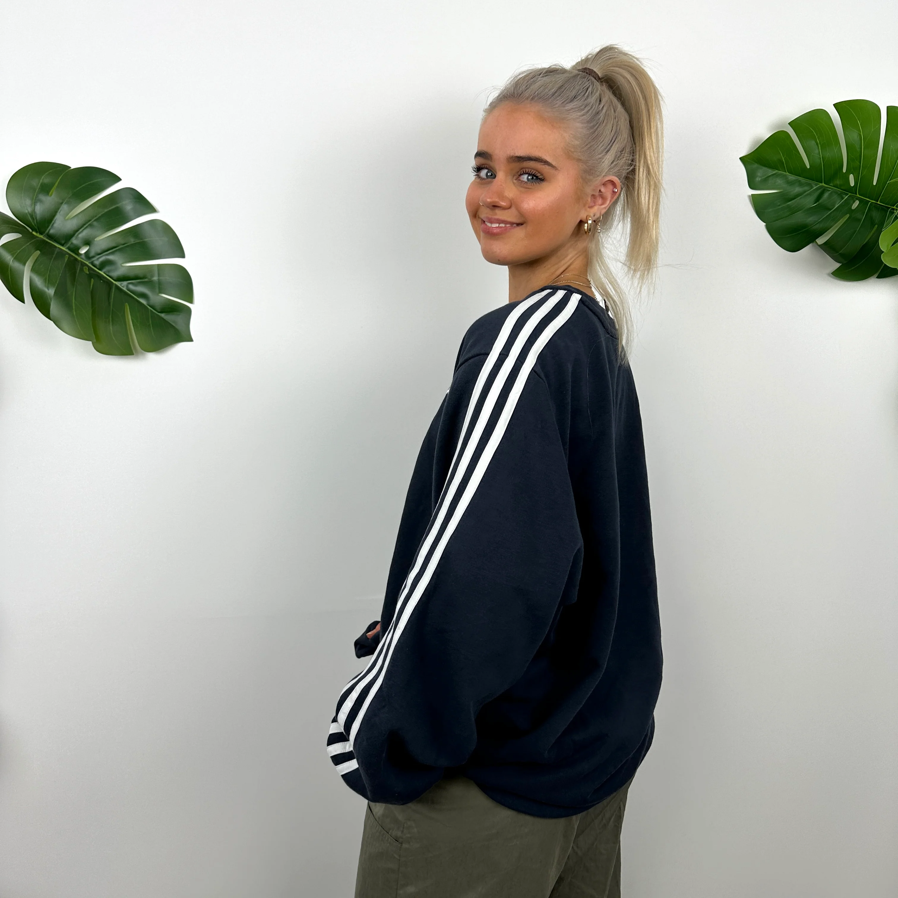 Adidas Navy Spell Out Sweatshirt (L) - Image 4