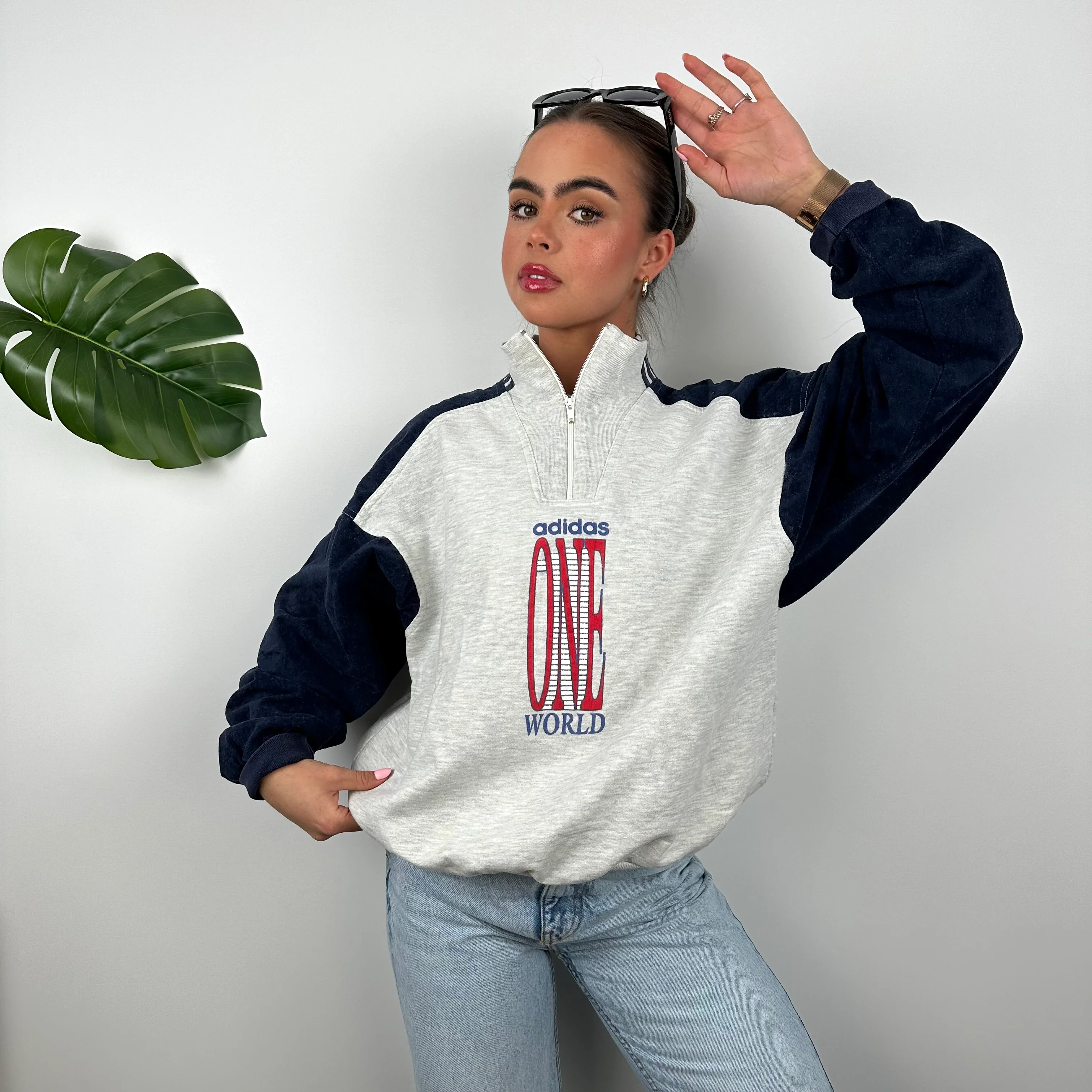 Adidas One World RARE Spell Out Quarter Zip Sweatshirt (M) - Image 2