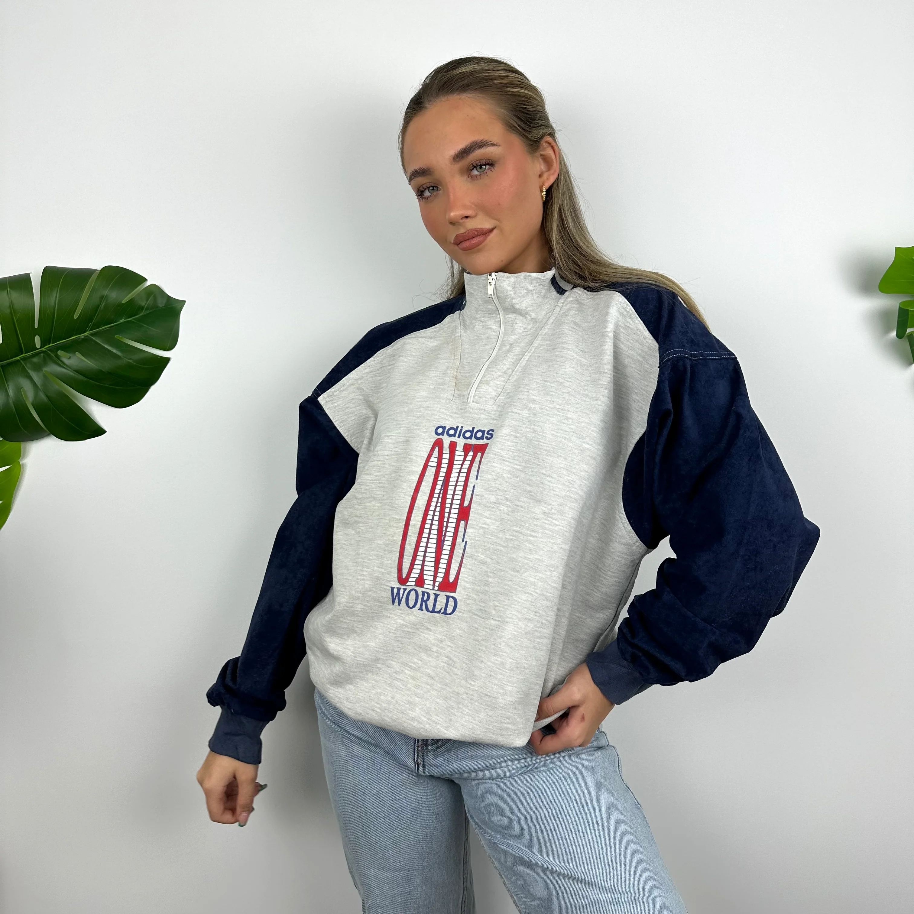 Adidas One World RARE Spell Out Quarter Zip Sweatshirt (M) - Image 2