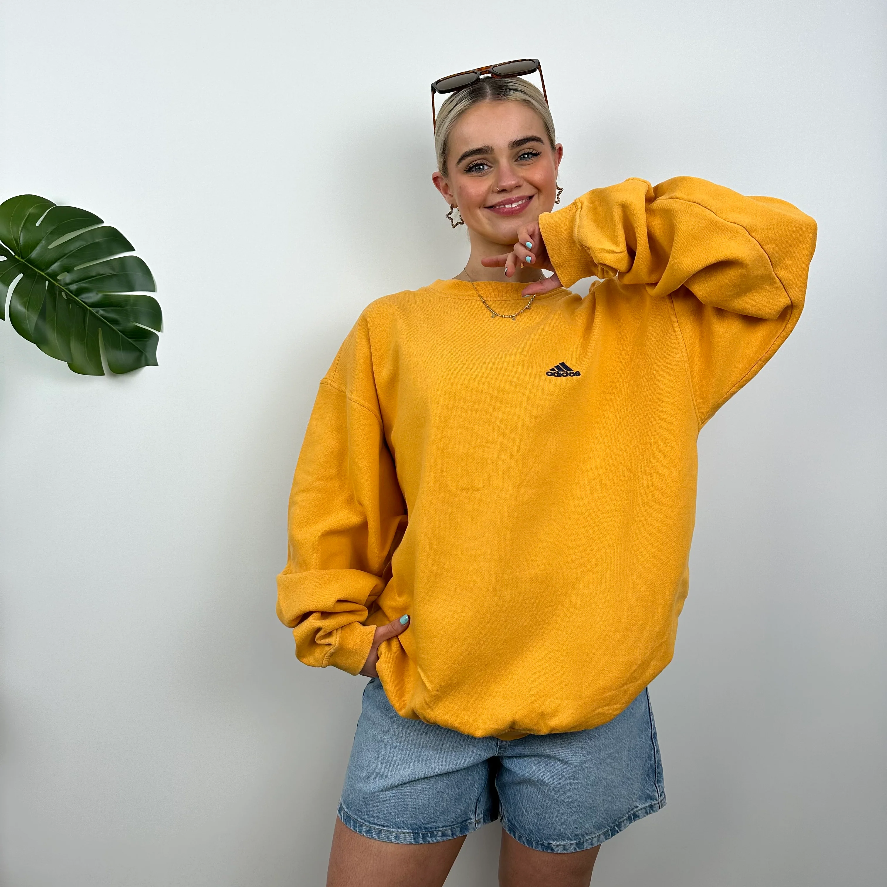 Adidas Orange Embroidered Spell Out Sweatshirt (L) - Image 7
