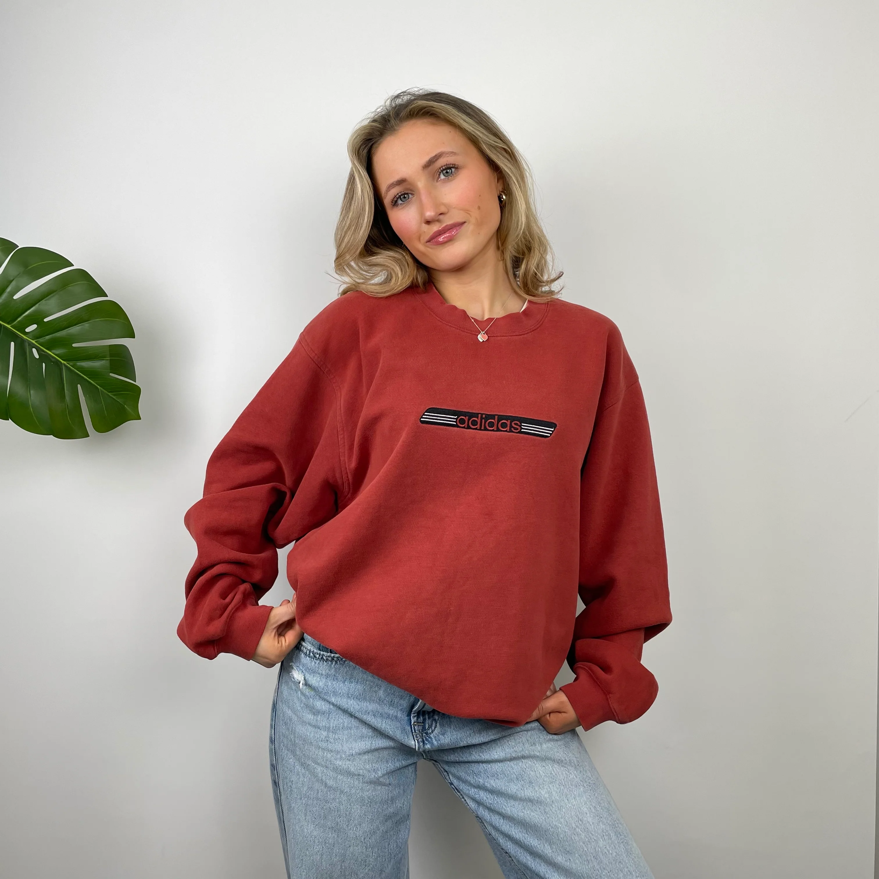Adidas Orange Embroidered Spell Out Sweatshirt (L) - Image 4