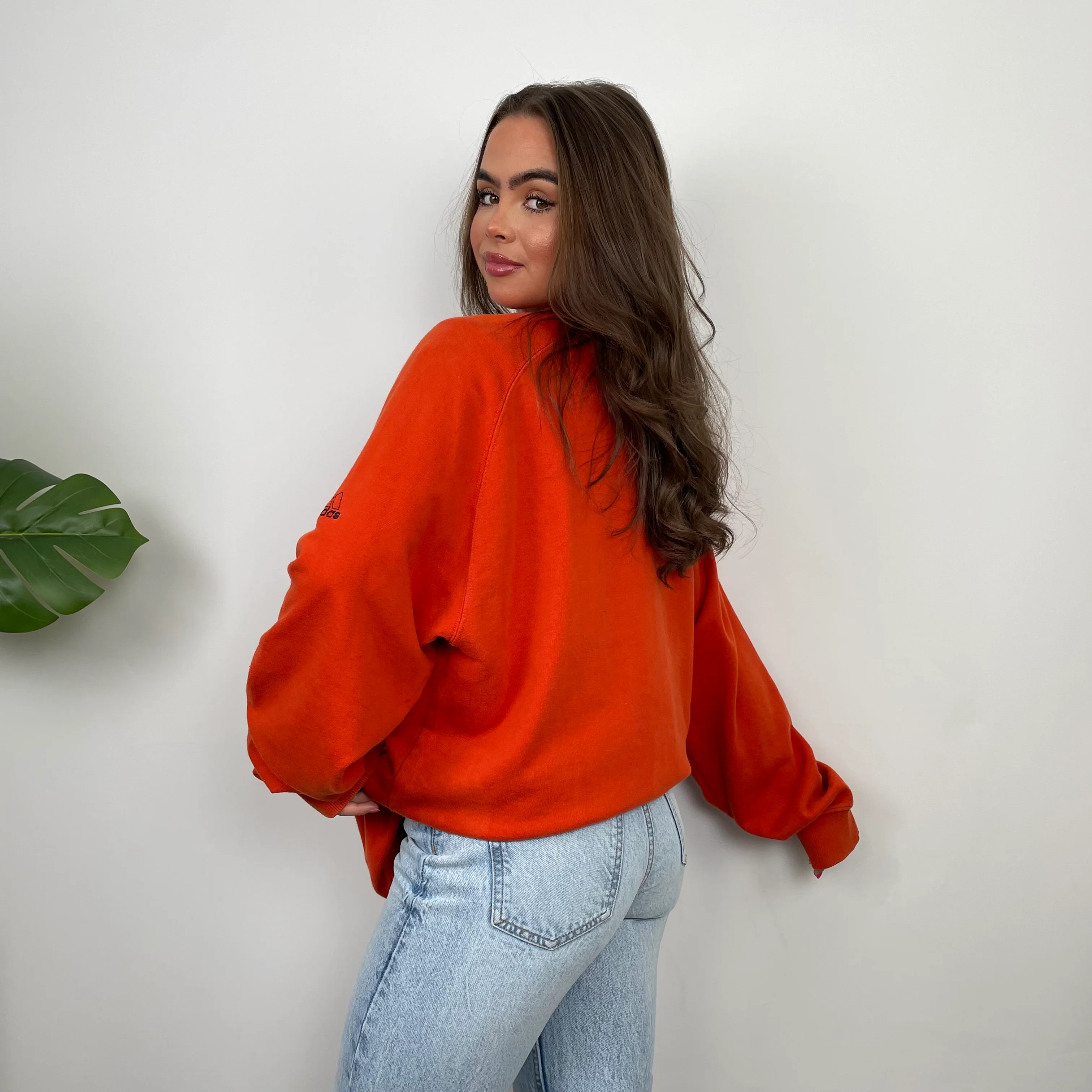 Adidas Orange Embroidered Spell Out Sweatshirt (XL) - Image 7