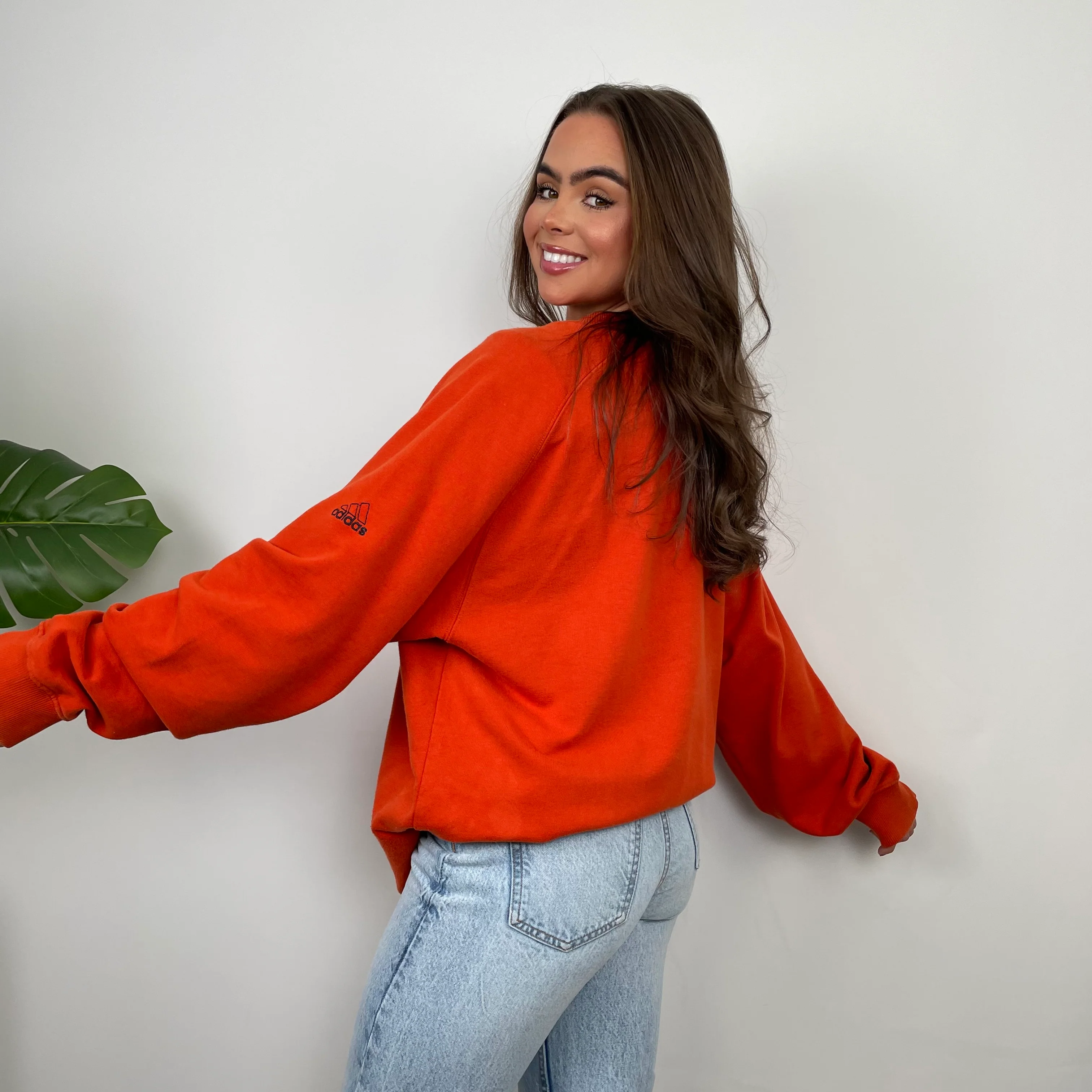 Adidas Orange Embroidered Spell Out Sweatshirt (XL) - Image 8