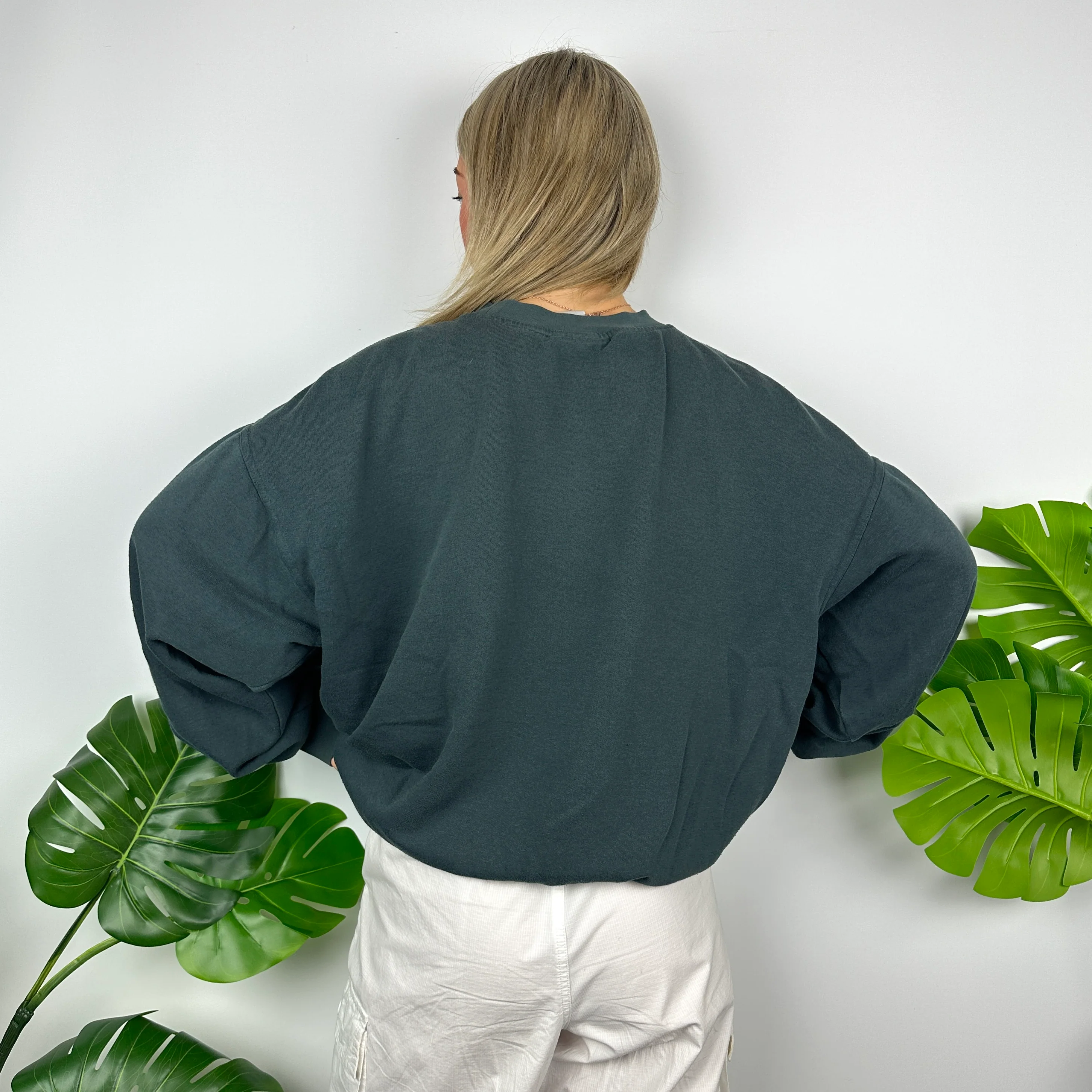 Adidas Green Embroidered Spell Out Sweatshirt (L) - Image 4