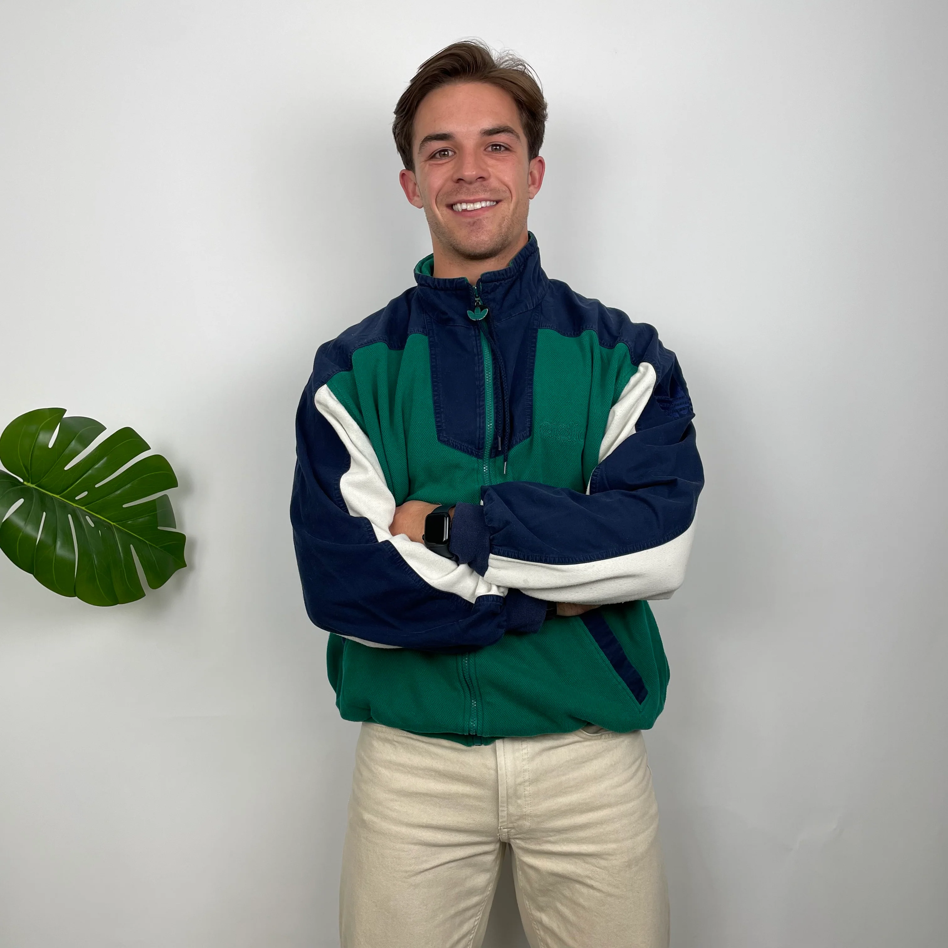 Adidas Purple and Green Sweatshirt Style Zip Up Jacket (M) - Image 4