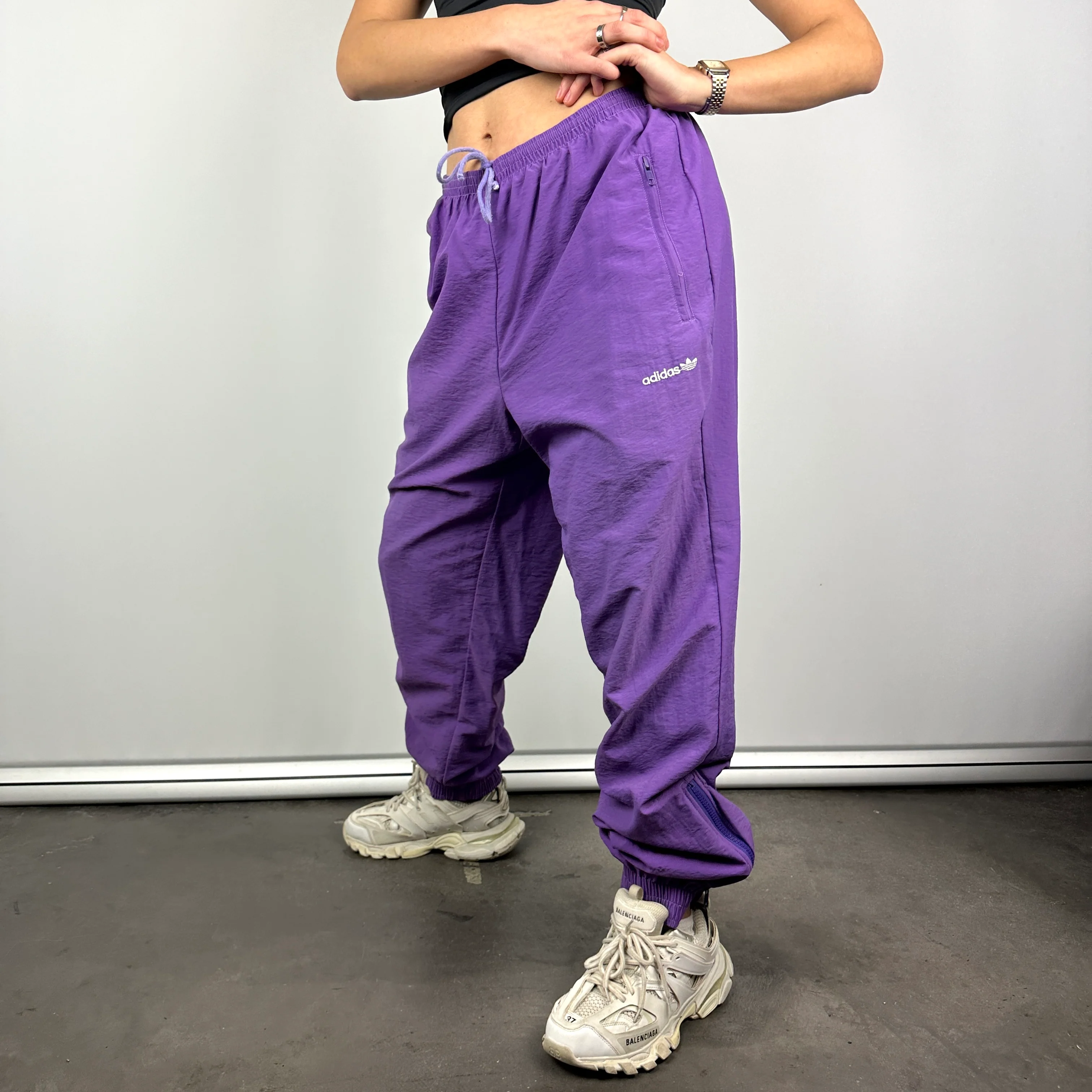 Adidas Purple Embroidered Spell Out Track Pants (L) - Image 4