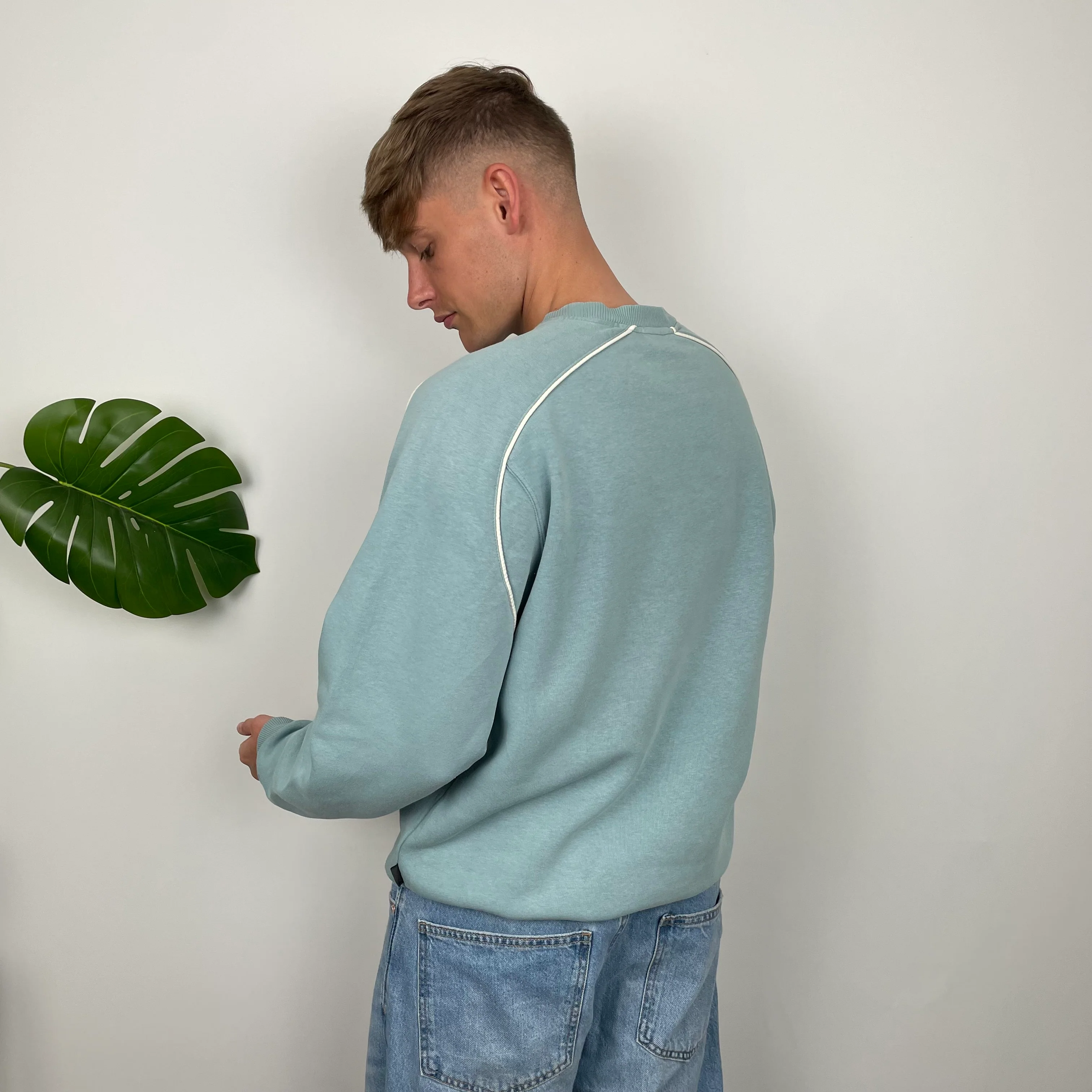 Adidas RARE Baby Blue Embroidered Spell Out Sweatshirt (XL) - Image 4