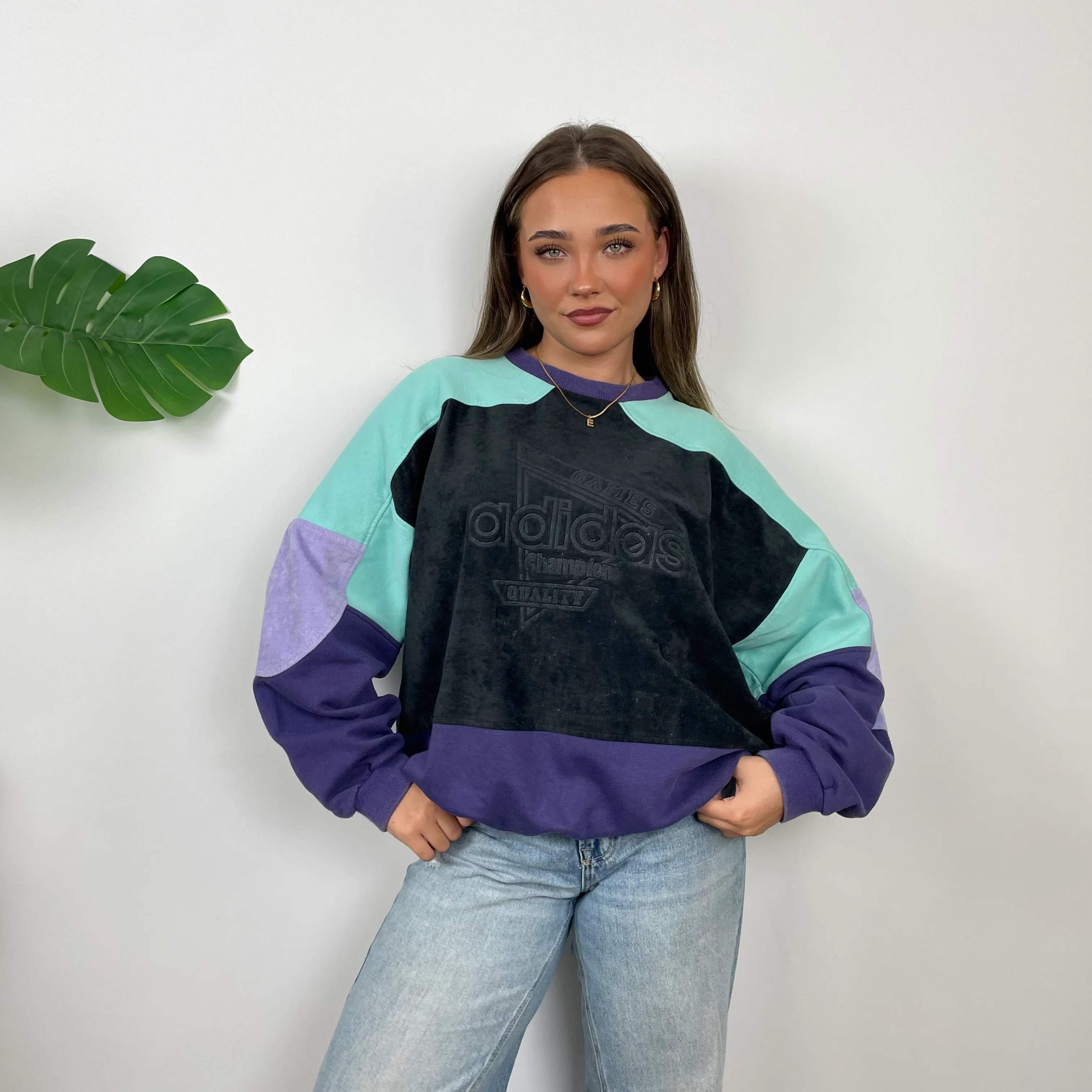 Adidas RARE Black Colour Block Spell Out Sweatshirt (M)