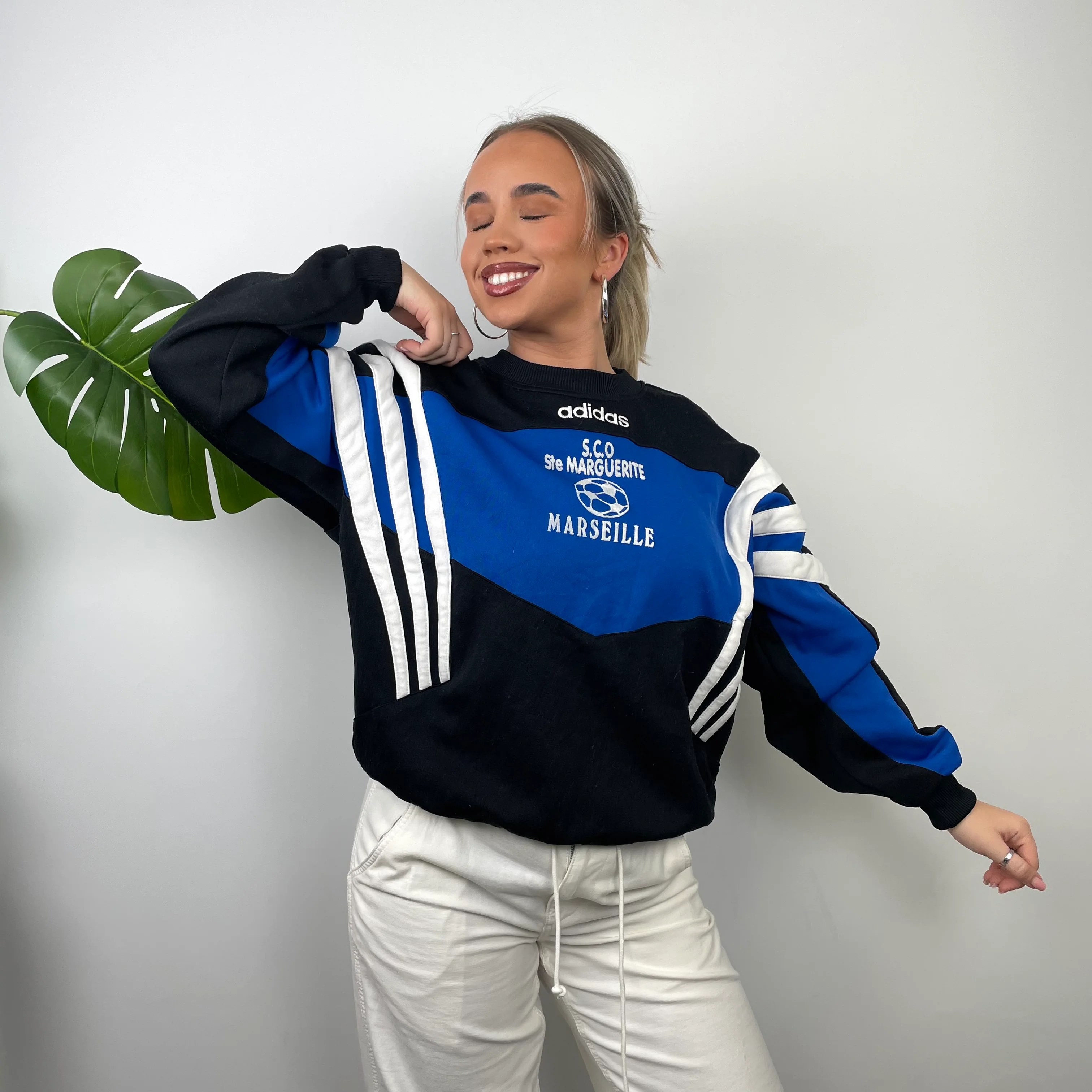 Adidas RARE Black Embroidered Spell Out Colour Block Sweatshirt (M) - Image 6